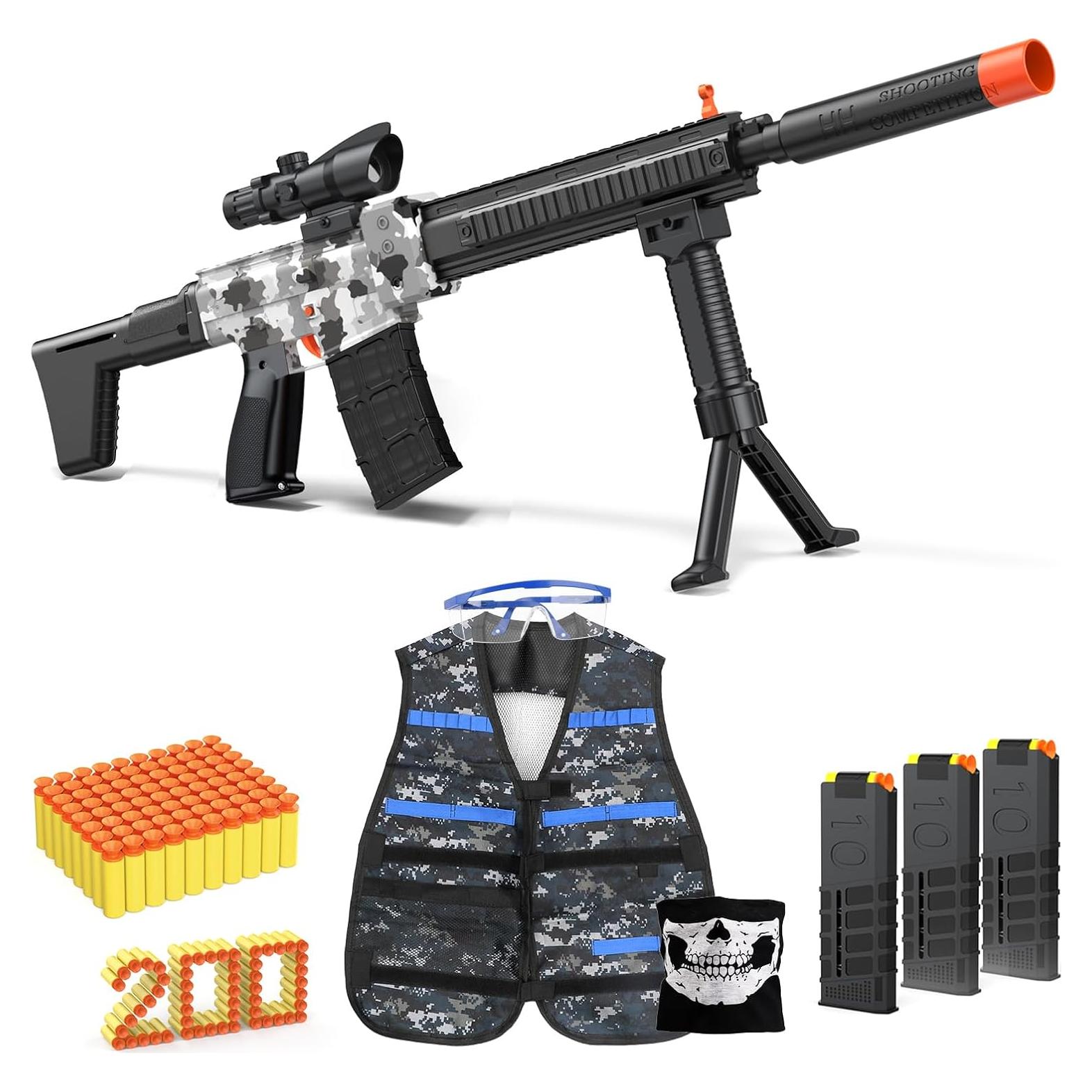 Rifle Francotirador Eléctrico DONGSHENG - 200 Dardos y Chaleco