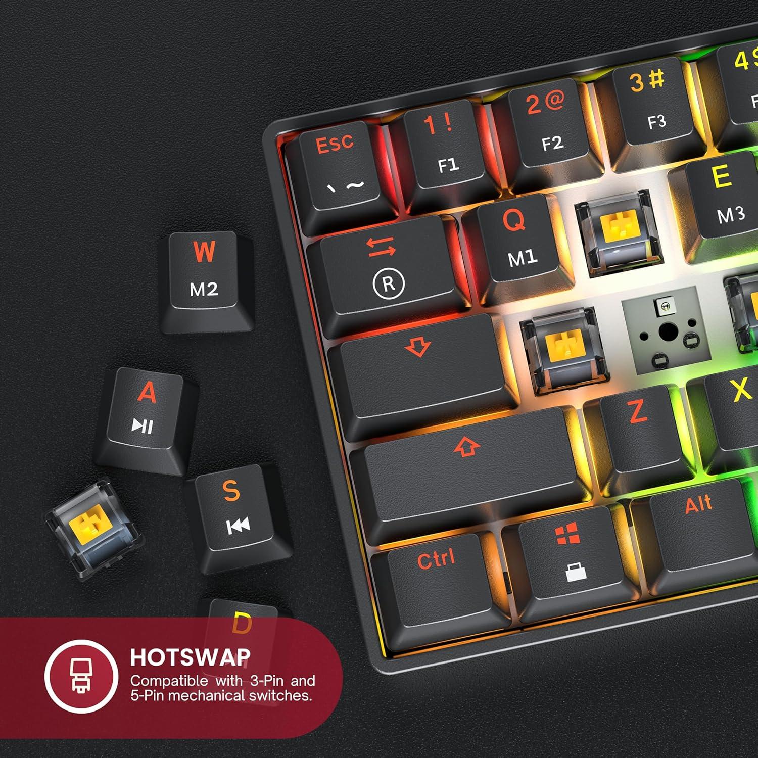 Teclado Mecánico HK Gaming GK61 60% Hotswap RGB 61 Teclas