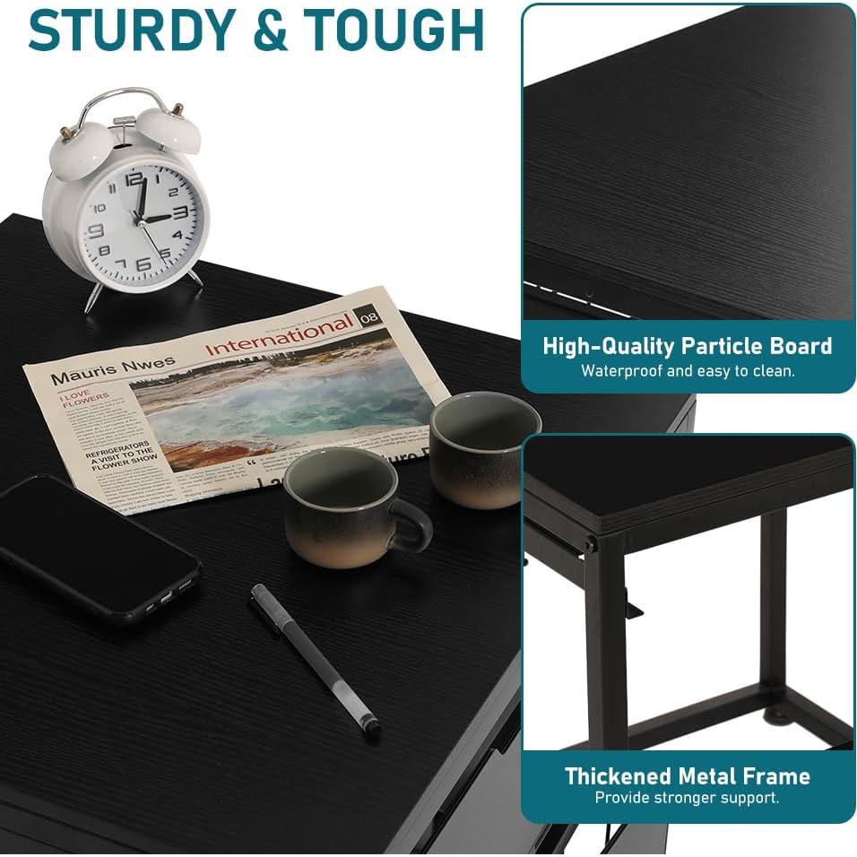 KELIXU Mini Fridge Stand with Storage Drawer, Small Refrigerator Cart with Wheels, Heavy Duty Microwave Stand, 21.7" L x 21.7" W Mini Fridge Cabinet for Dorm, Home, Office, Hold 300 LBS, Black