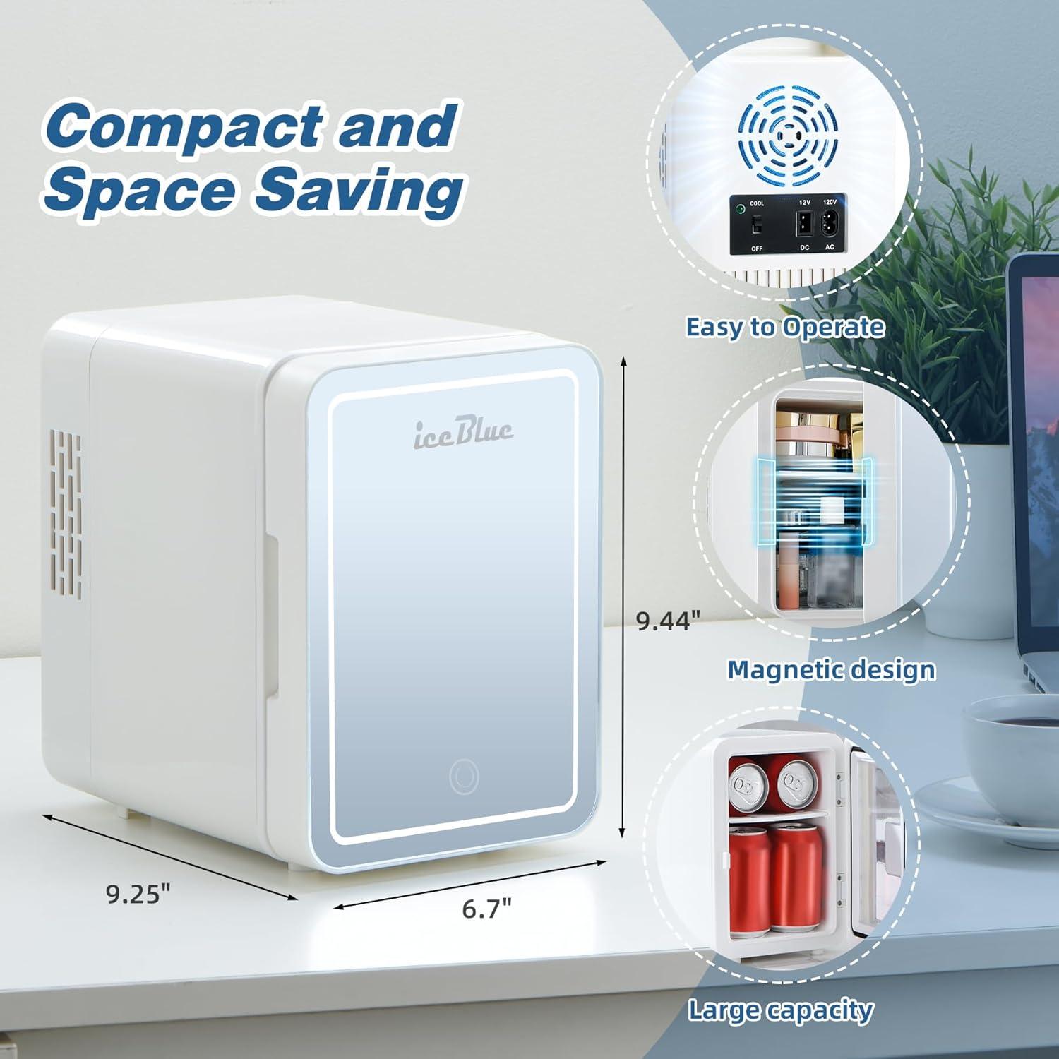 Mini Refrigerador de Belleza Iceblue 4L con Espejo LED Blanco