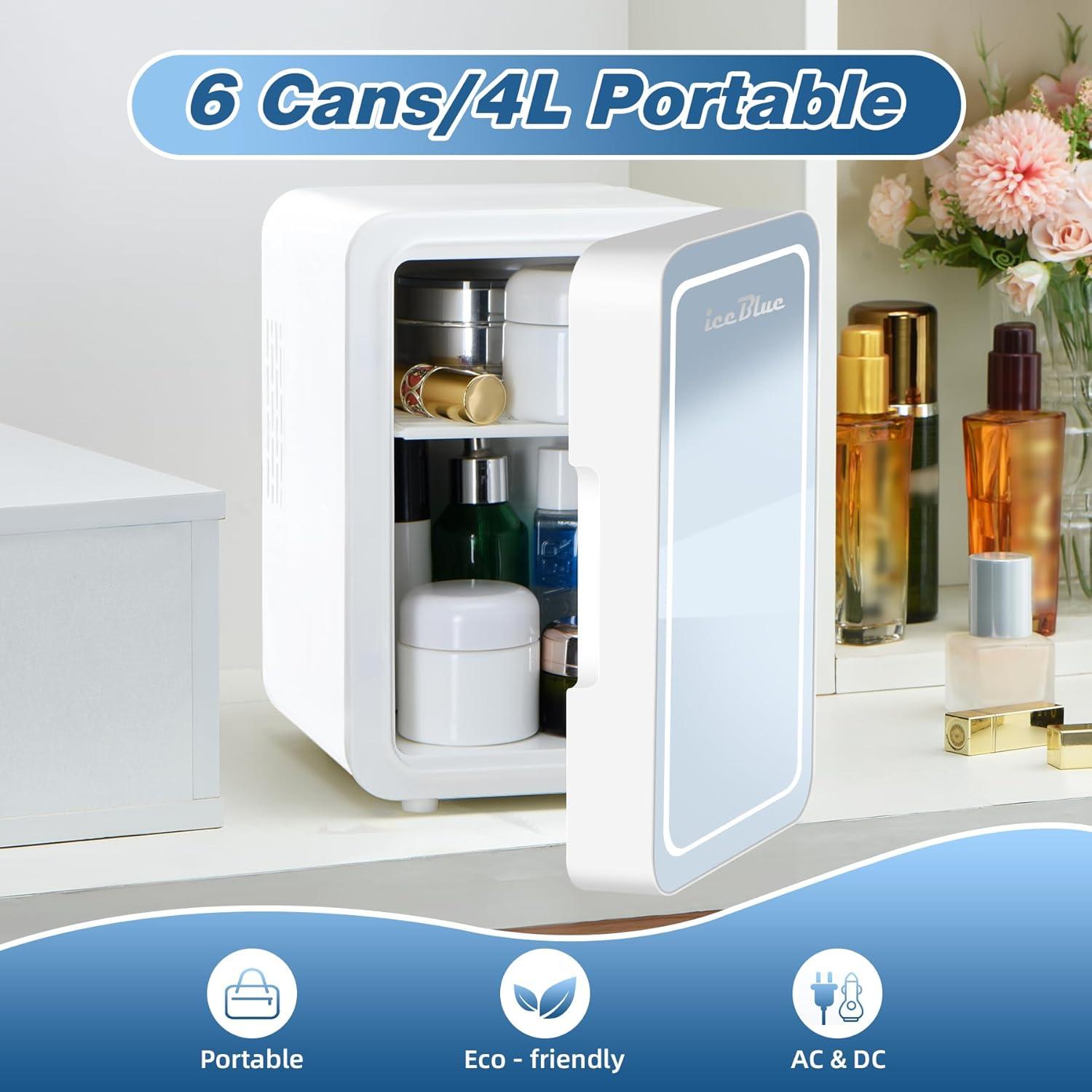 Mini Refrigerador de Belleza Iceblue 4L con Espejo LED Blanco