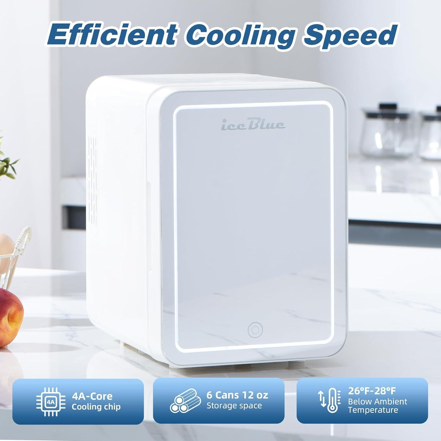 Mini Refrigerador de Belleza Iceblue 4L con Espejo LED Blanco
