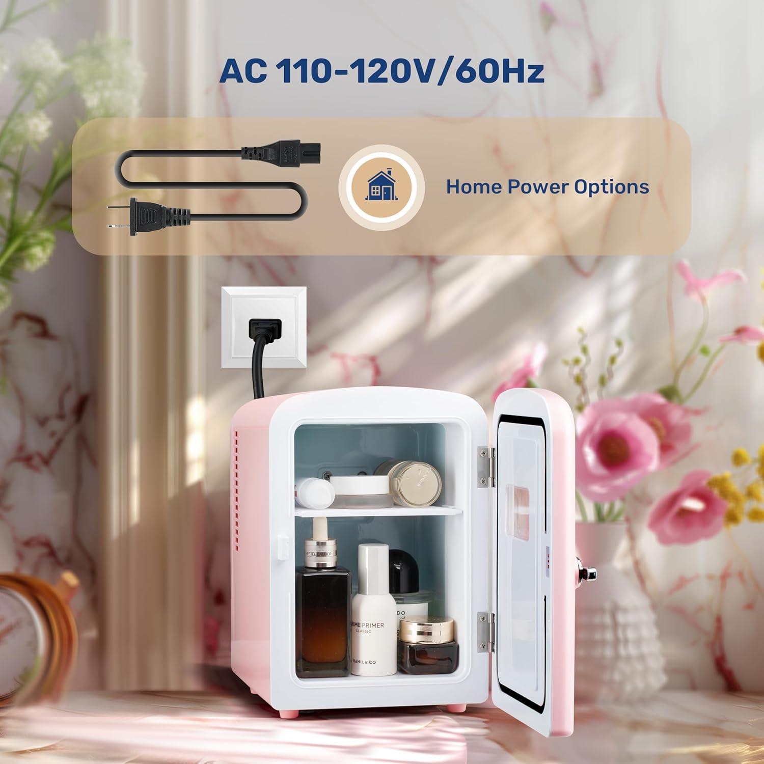 Nevera Mini Simple Deluxe 4L Rosa, Portátil y Ecológica