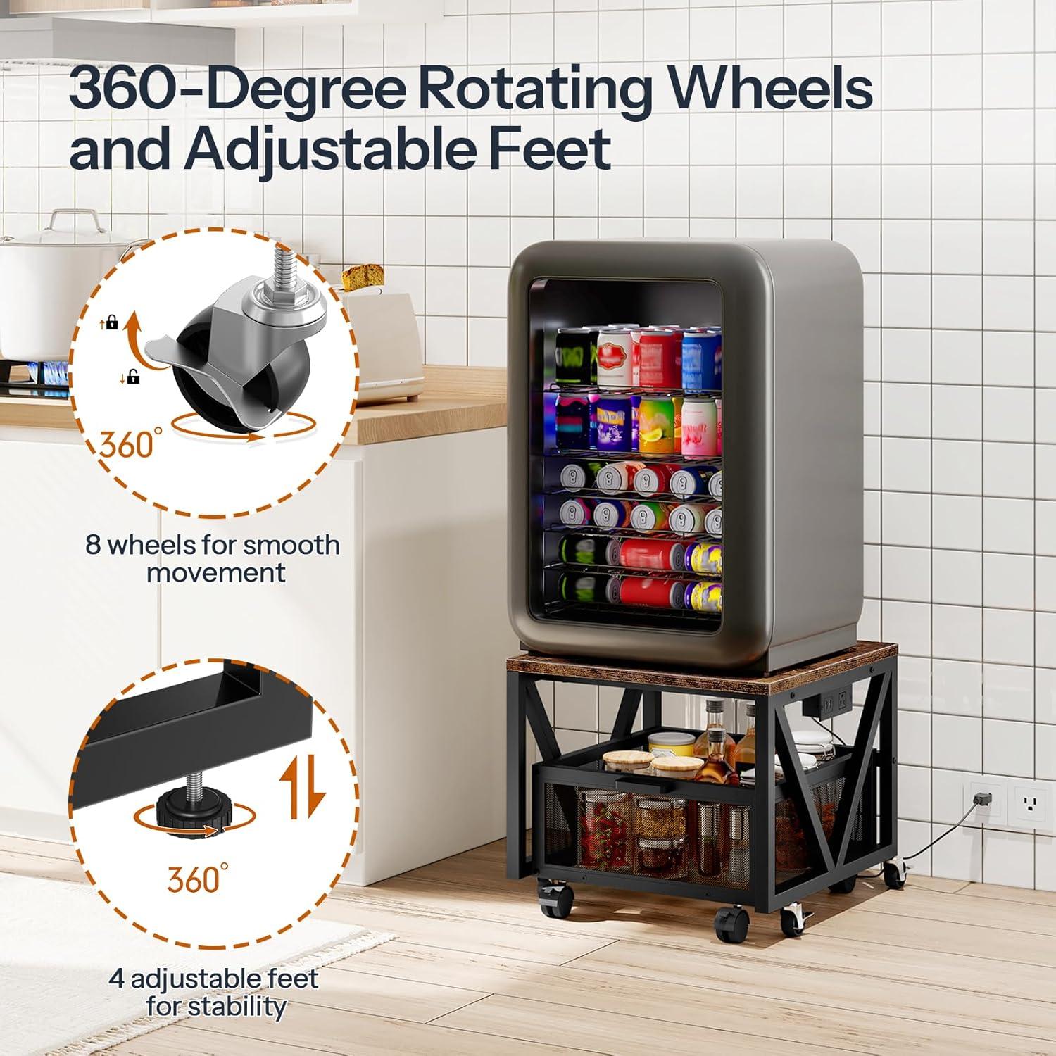 Soporte para Mini Nevera HOOBRO BF255UTL01 con Ruedas y Carga