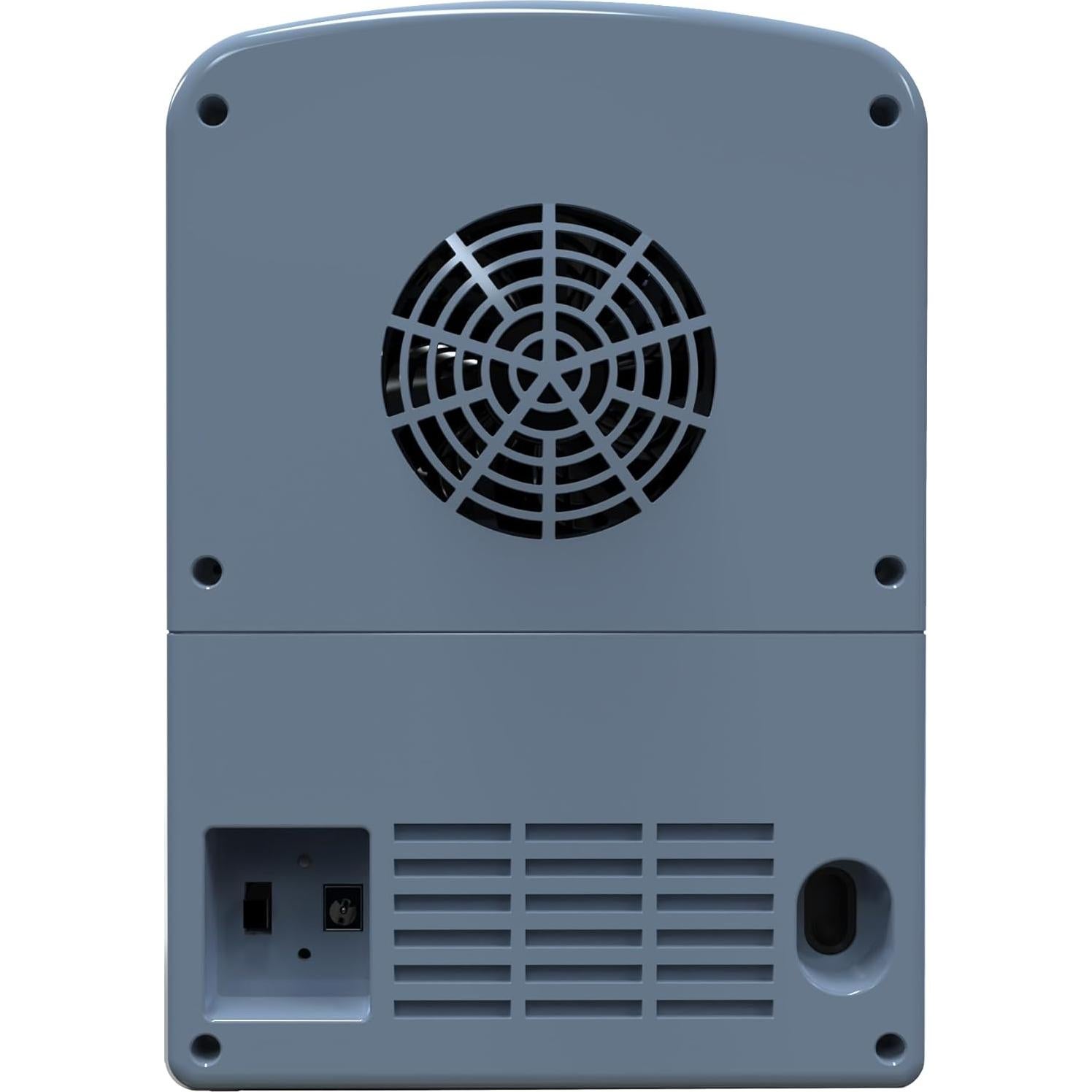 Frigidaire Mini Personal Fridge Cooler, 1 Gal Capacity fits 9 Cans, Includes Plugs for Home Outlet & DC Charger - 9.84" D x 7.09" W x 10.35" H, Light Washed Denim Fabric Door