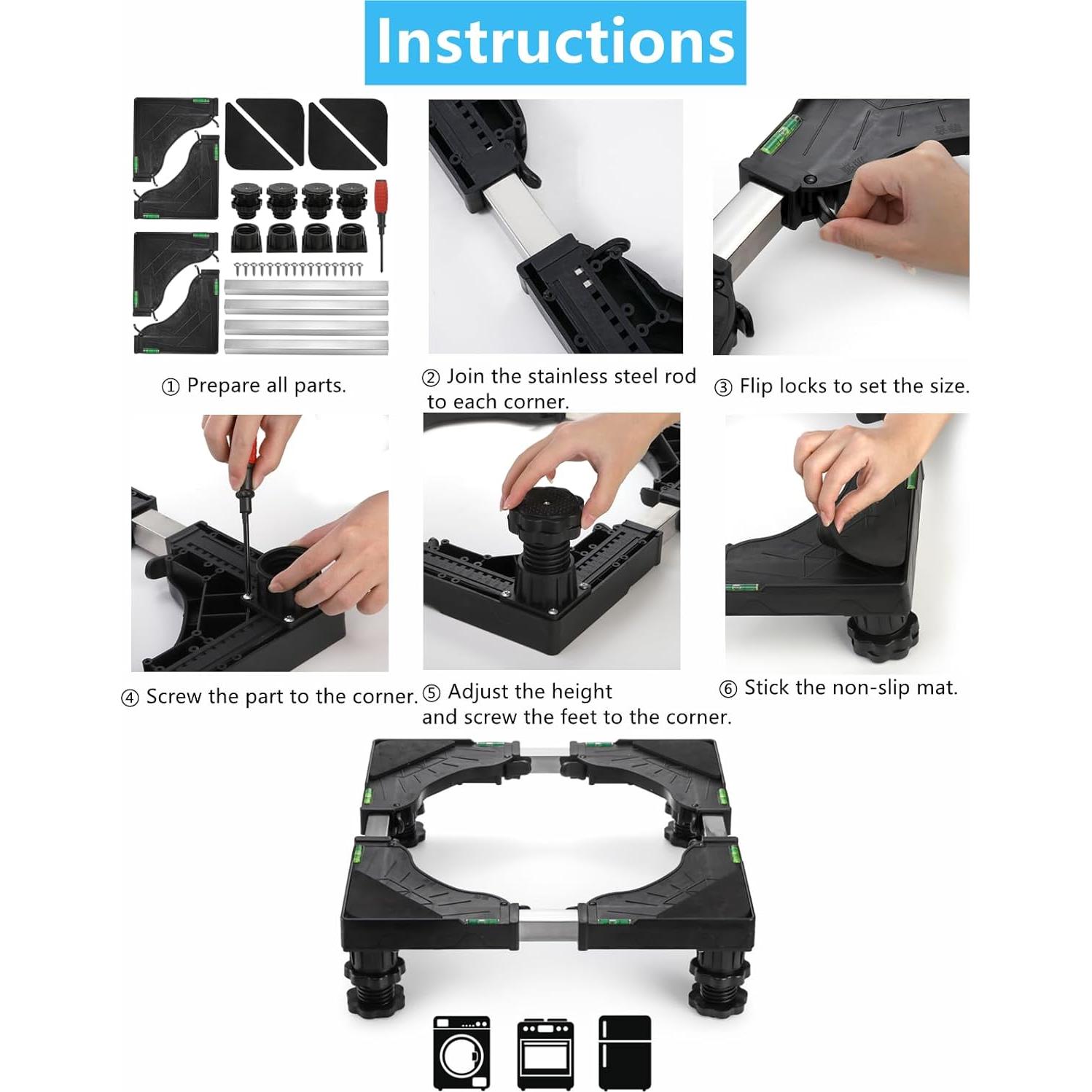 Soporte Ajustable Hacaroa para Mini Nevera y Lavadora 180kg