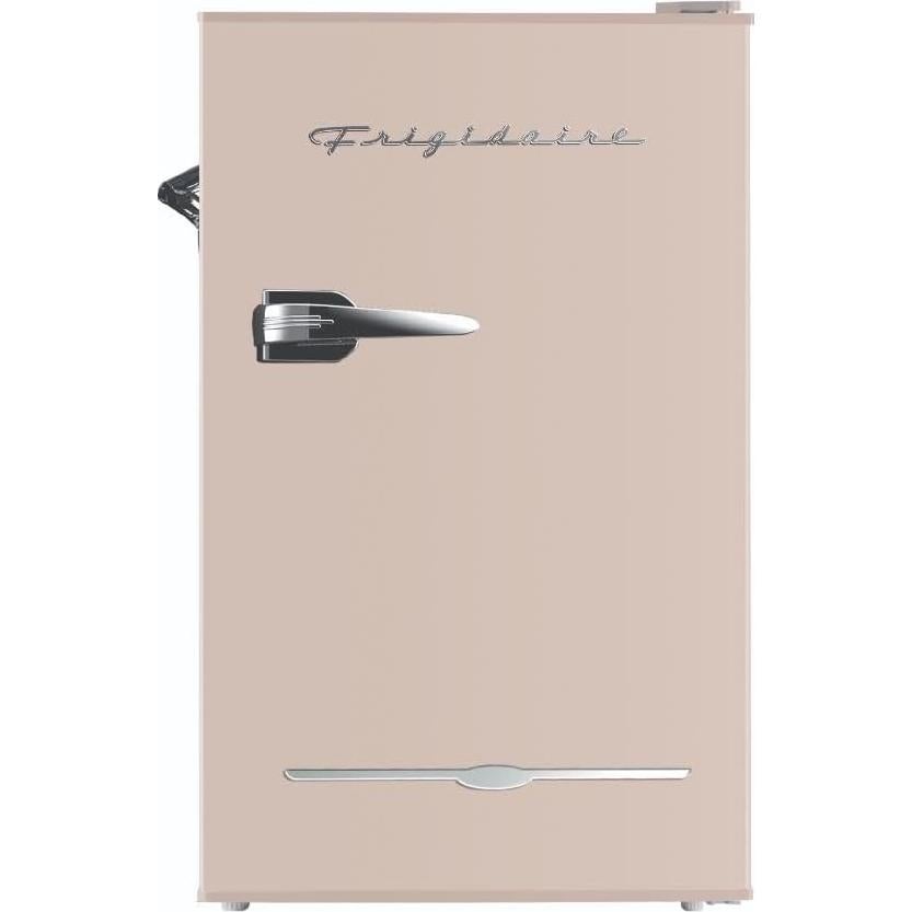 Frigidaire Retro Compact Fridge with Chiller, 3.2 cu ft Countertop Fridge with Built-In Bottle Opener, Compact Refrigerator for Office, Bedroom, Dorm Room or Cabin - 16.5" D x 19" W x 31" H (Coral)
