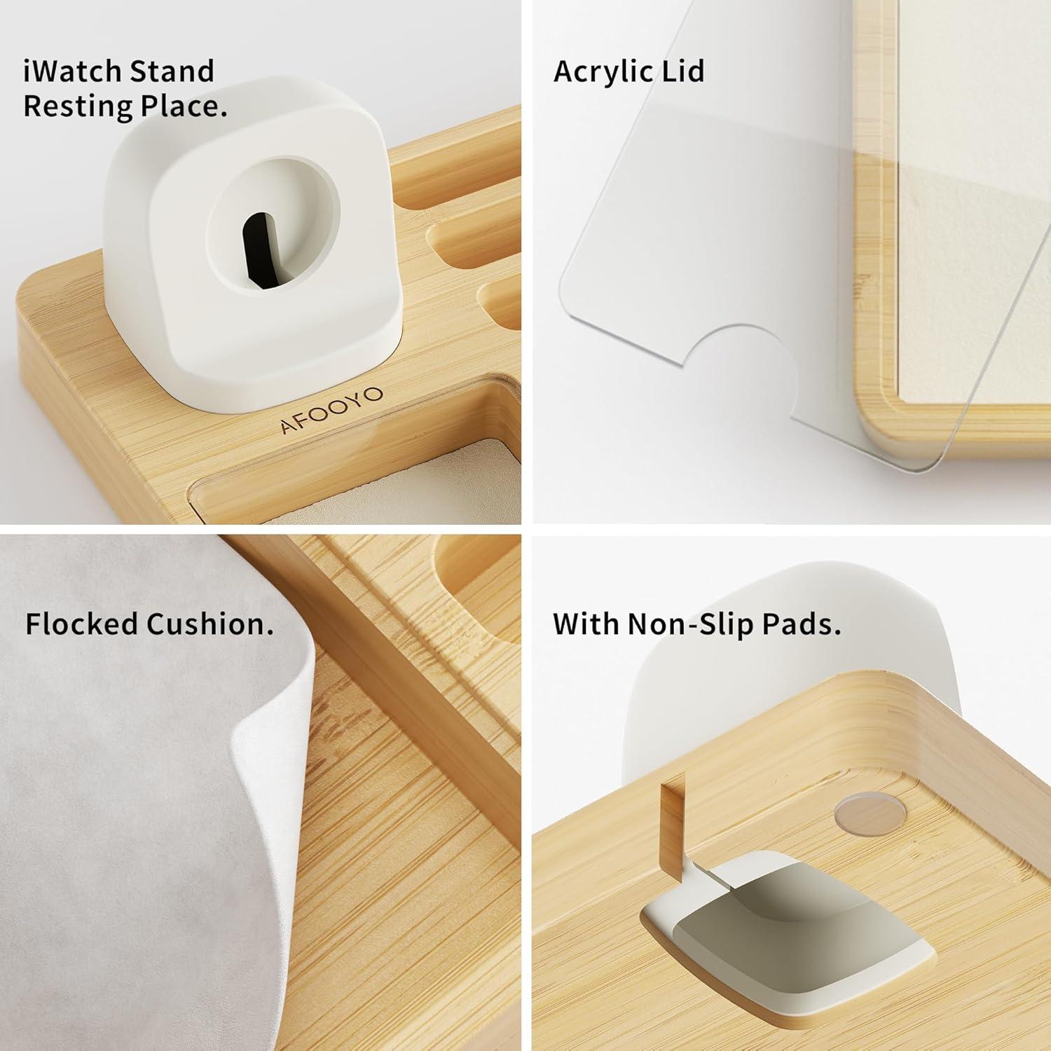 Organizador de Correas de Reloj AFOOYO de Bambú con Carga