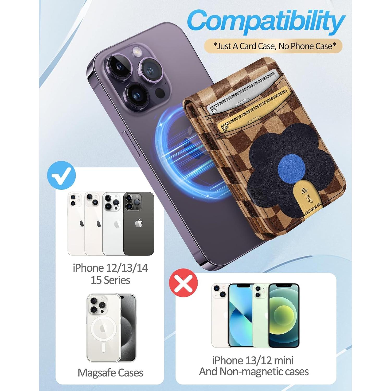 Cartera Magnética Shorogyt para iPhone 12-16, Bloqueo RFID, 5 Tarjetas