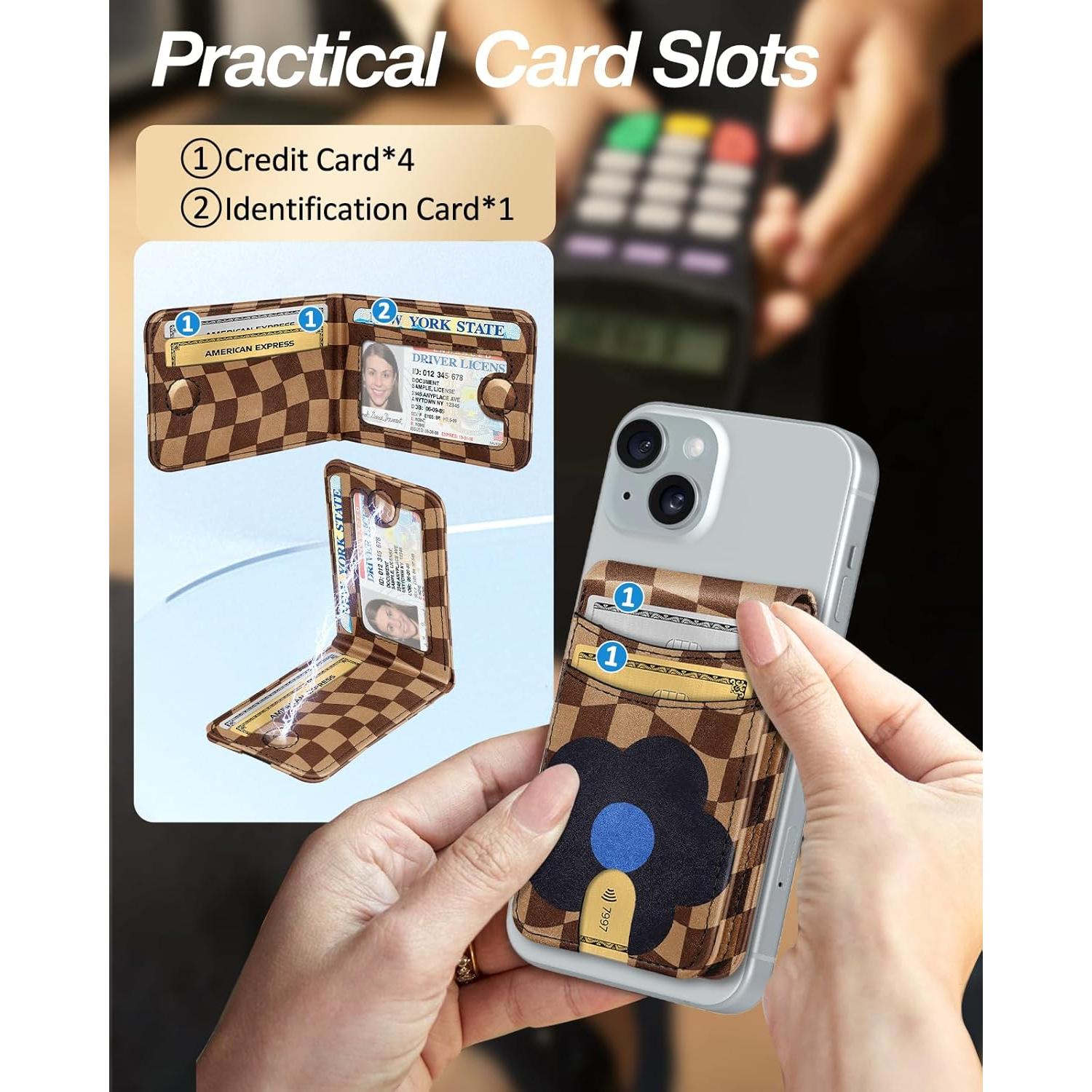 Cartera Magnética Shorogyt para iPhone 12-16, Bloqueo RFID, 5 Tarjetas