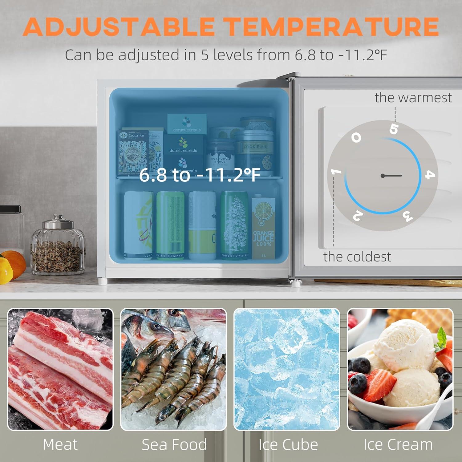 Congelador Vertical Compacto HOMCOM 1.1 Pies Cúbicos Gris