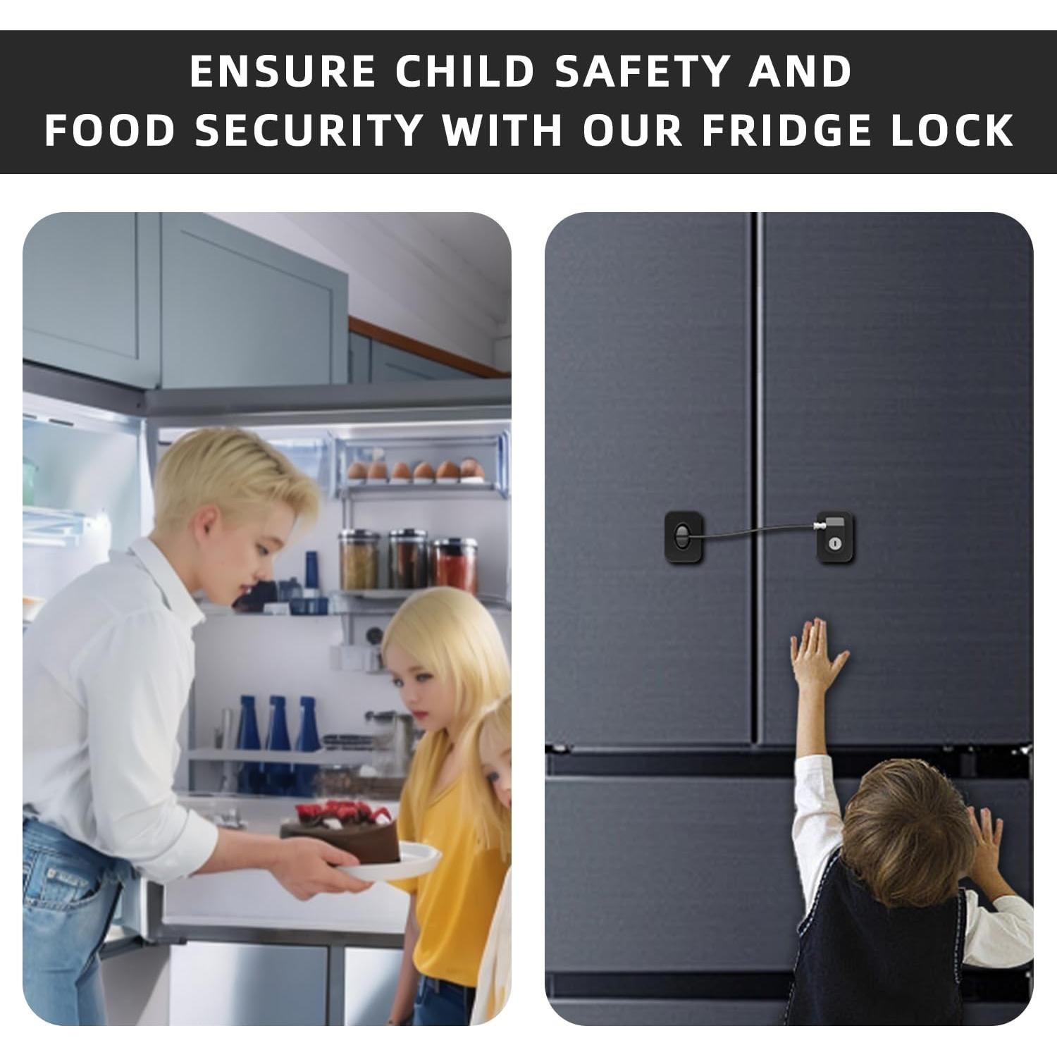 Cerradura de Refrigerador RORMGO con Llave - 2 Paquetes, Negro