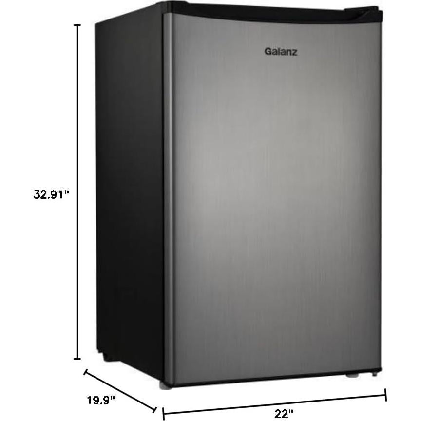 Galanz 4.3 cu ft Compact Single-Door Refrigerator, (Stainless Steel)