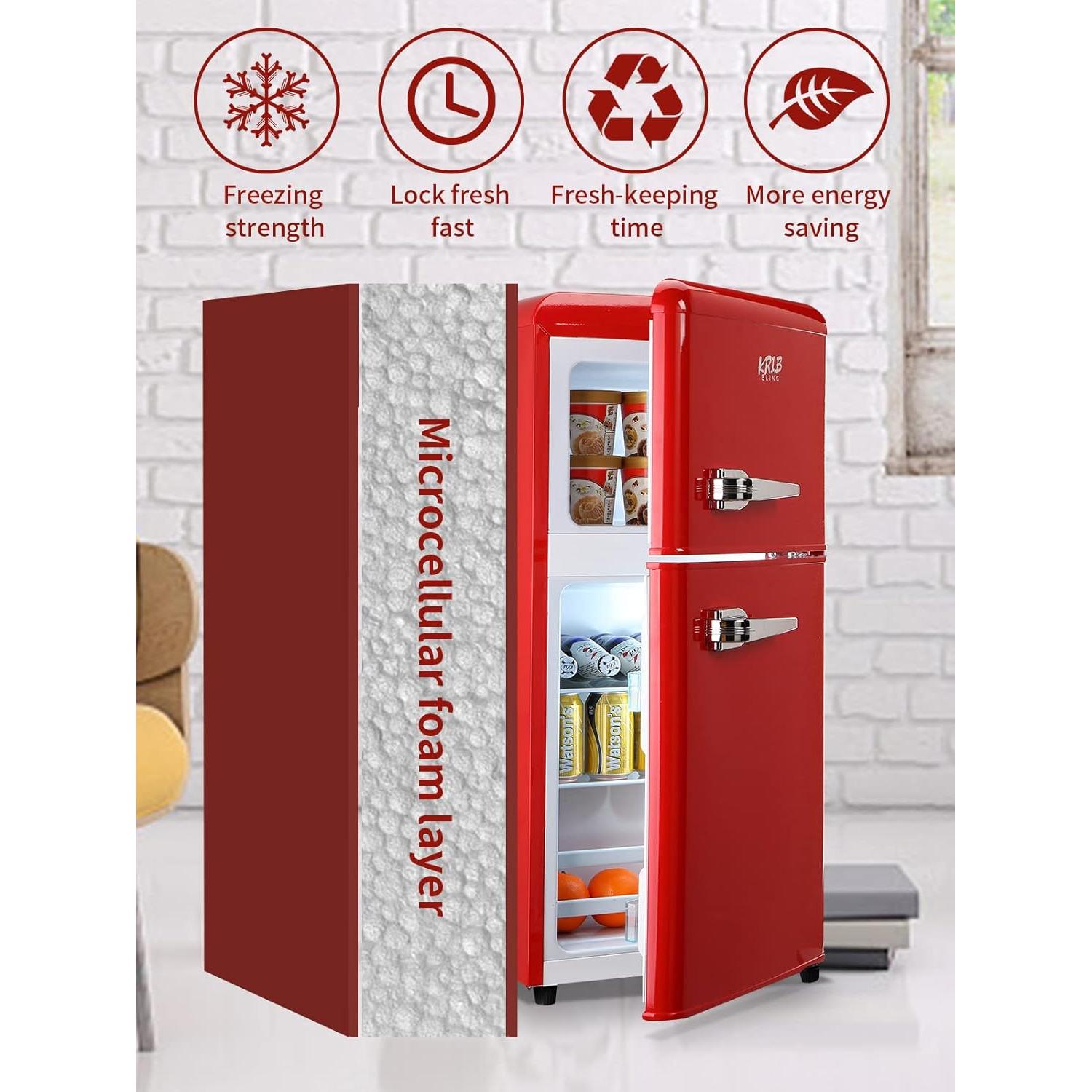 Refrigerador Doble Puerta KRIB BLING 3.5 Pies Cúbicos Rojo