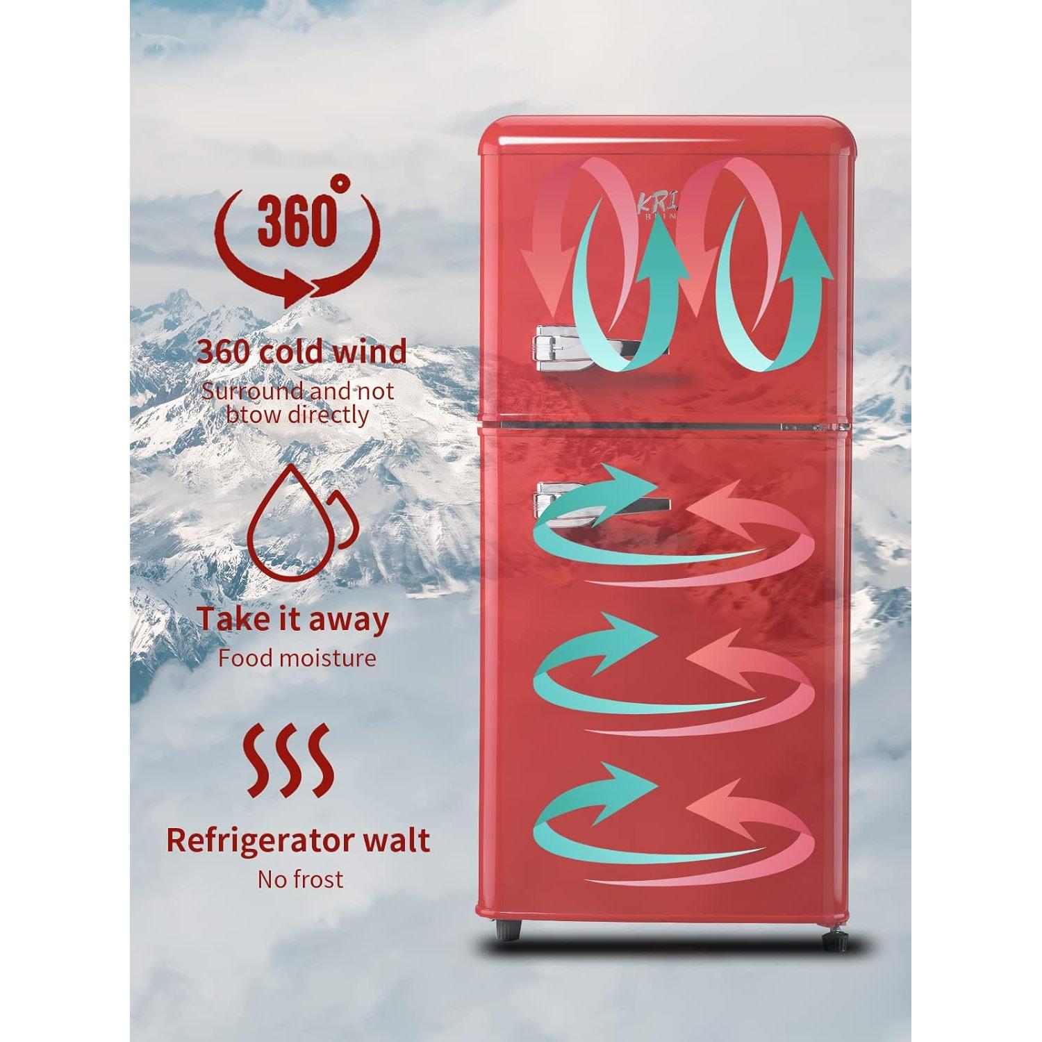 Refrigerador Doble Puerta KRIB BLING 3.5 Pies Cúbicos Rojo