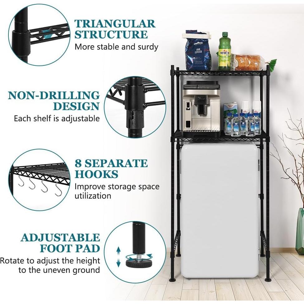 Estante para Mini Nevera KELIXU 2 Niveles Ajustable 132x61x46cm