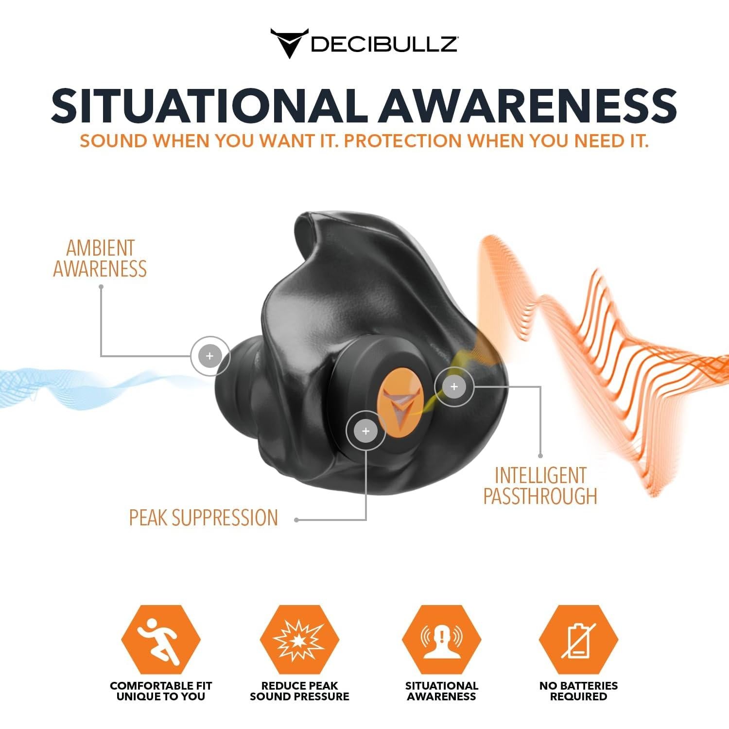 Tapones Auditivos Decibullz Moldeables para Tiro 11.4cm