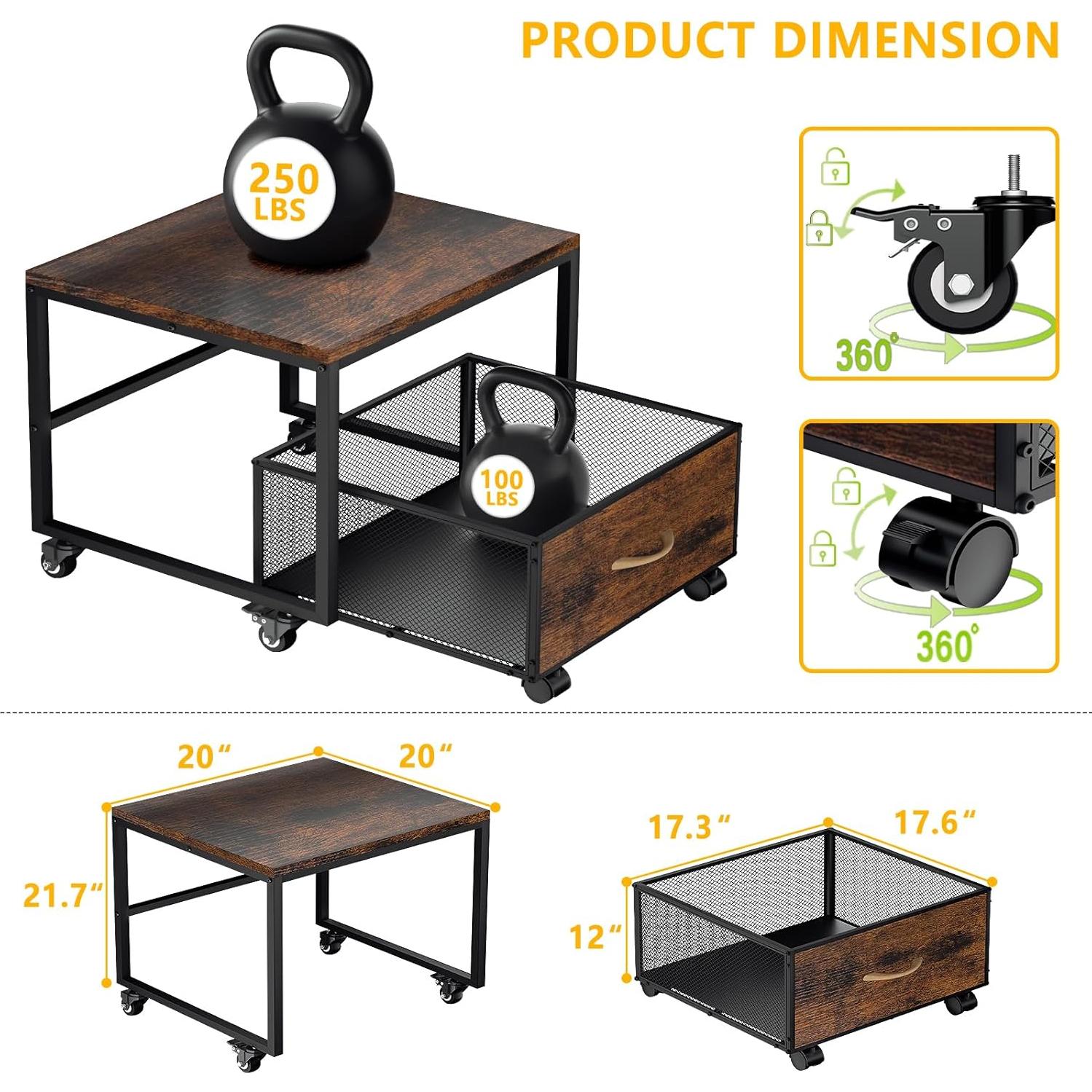 Mini Fridge Stand with Storage,Mobile Mini Fridge Cabinet Beverage Refrigerator Stand for Coffee Bar Dorm Fridge Cart for Compact Refrigerator Mini Fridge Organizer with Wheels Drawer Basket for Home