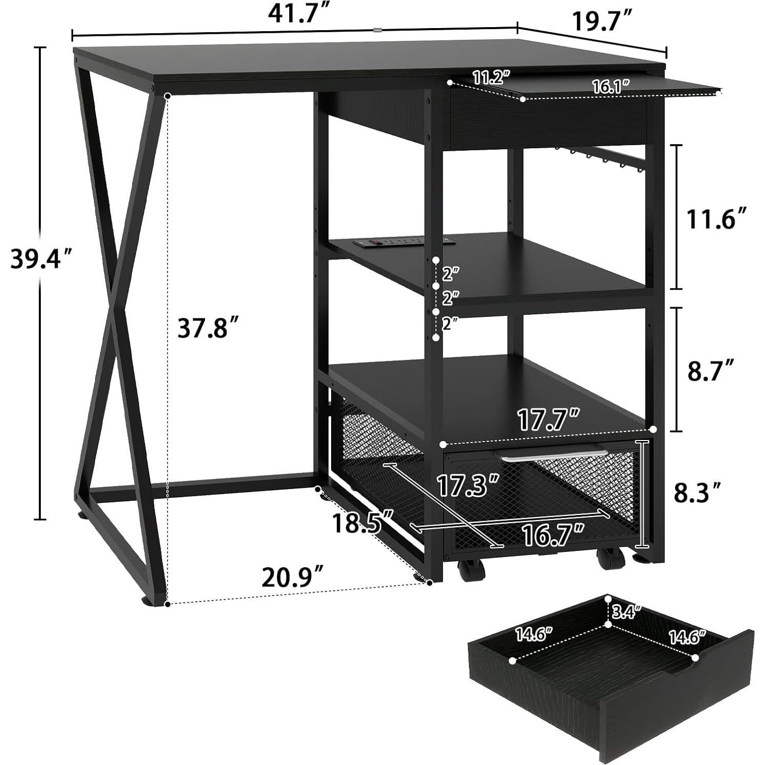 PUNCIA Coffee Bar Cabinet with Mini Fridge Space Beverage Wine Fridge Stand with Temporary Work Platform Refrigerator Storage Organizer with Power Outlet Microwave Oven Stand Rack for Home Dorm