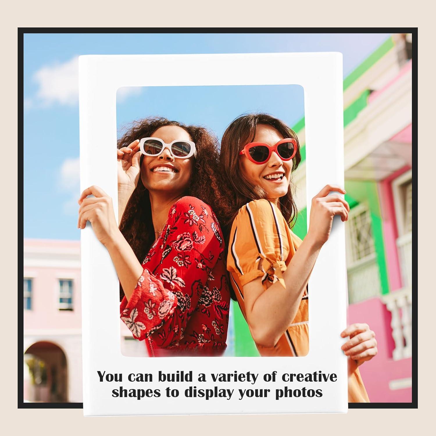 Epakh 40 Packs Magnetic Photo Picture Frame Cute Mini Table Photo Frame Holder 3 Inches Plastic Colorful Photo Display Compatible with Fujifilm Instax for Fridge Refrigerator Office (Black and White)