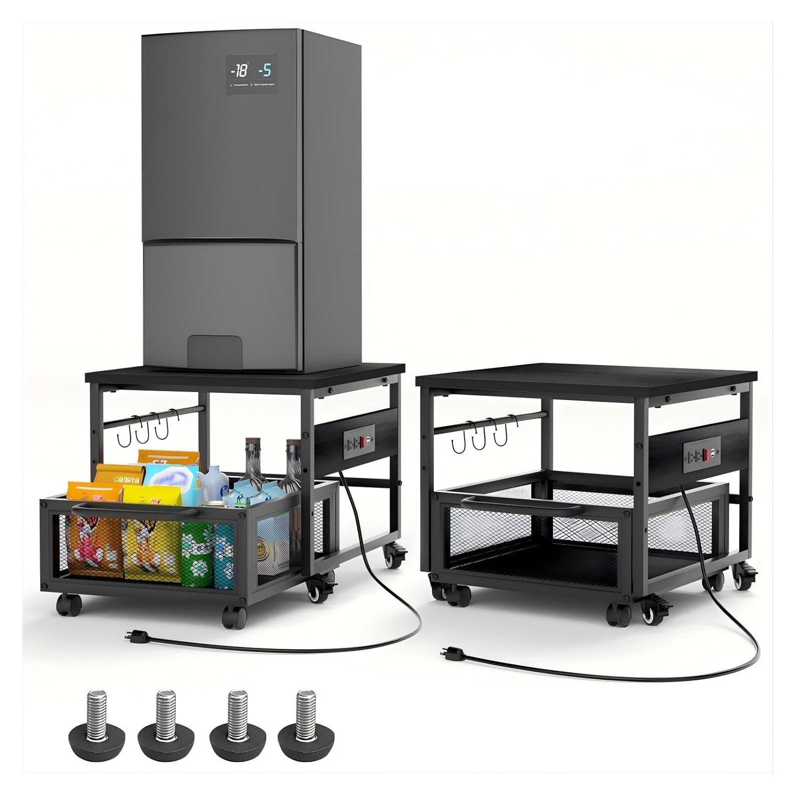 Mesa para Mini Nevera Guliu con Ruedas y Salidas de Energía