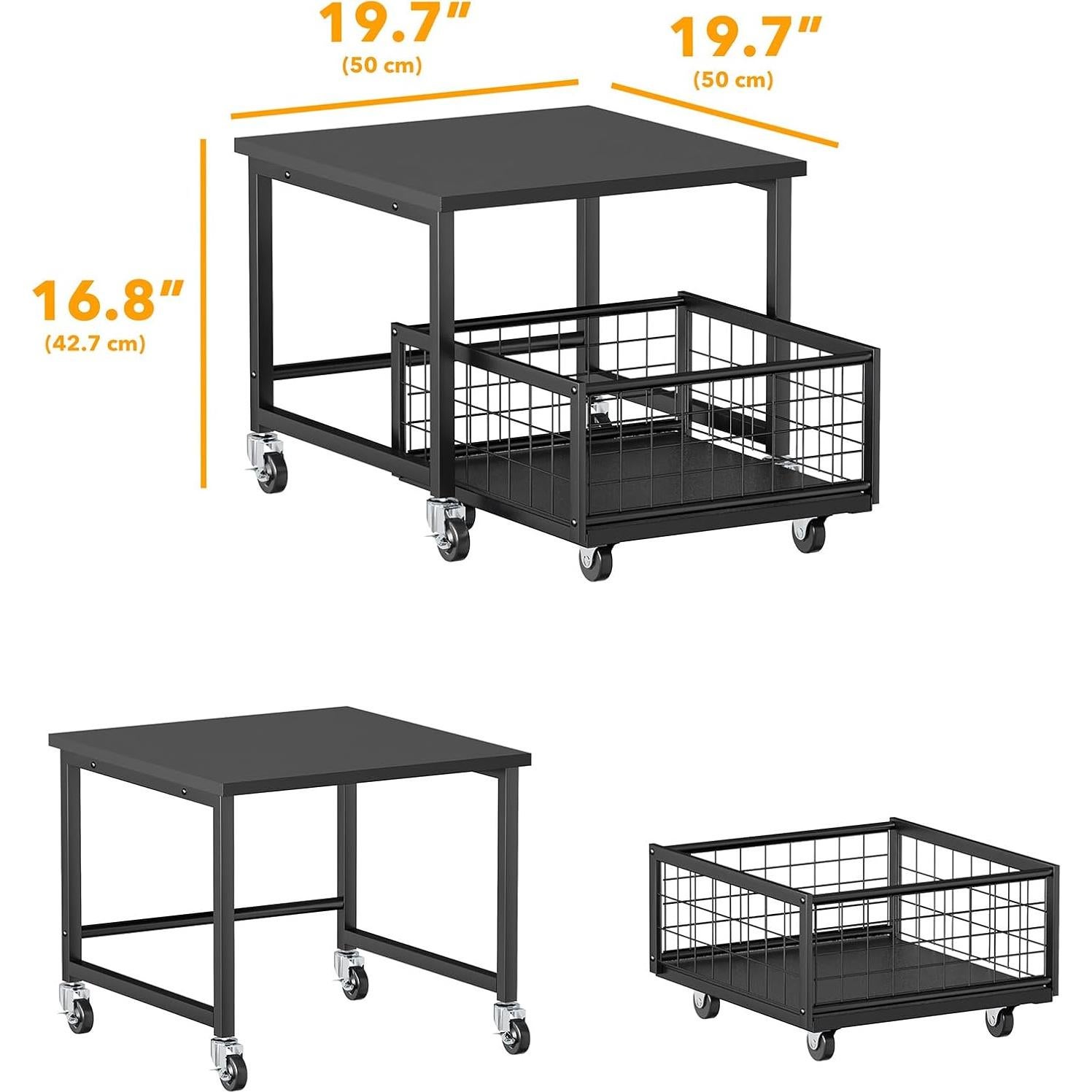 Soporte para Mini Nevera SpaceAid Negro 2 Niveles con Ruedas