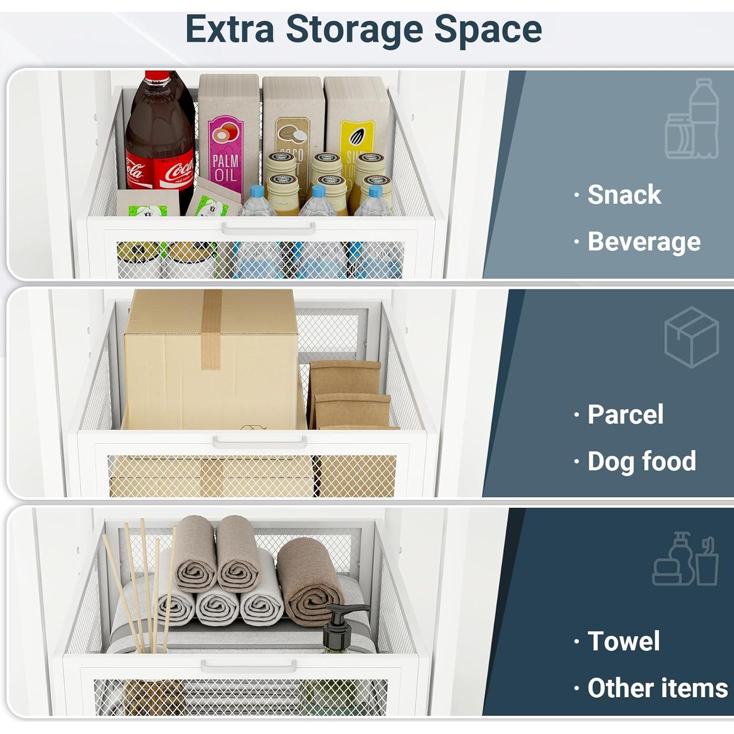Mini Fridge Stand 21.7in x 21.7in, Higher 25.2in Fridge Stand with Storage Basket & Handrail, 8 Swivel Wheels, 88LBS Load Capacity, Beverage Refrigerator Stand for Home, Office, Dorm, Bedroom, White