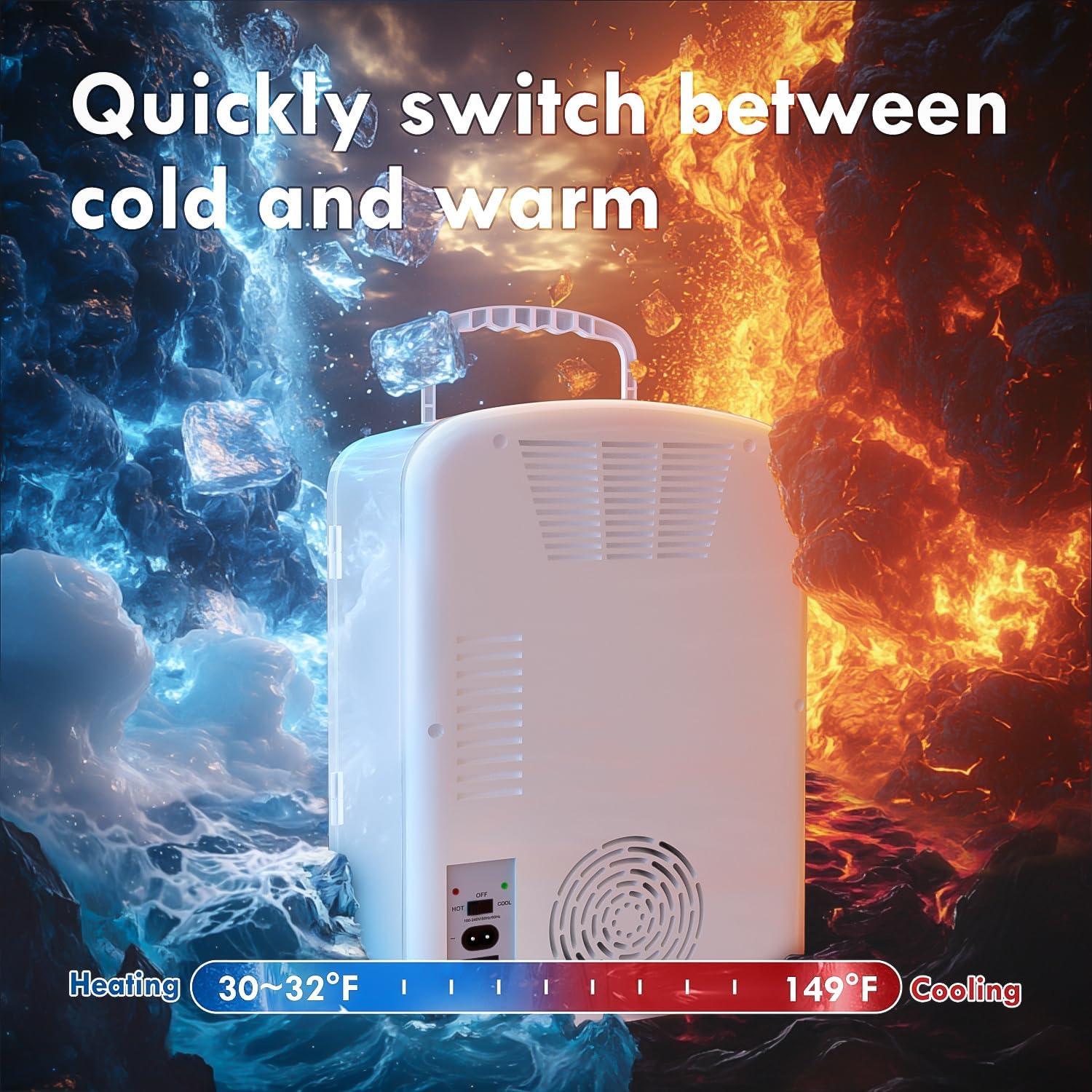 Mini Nevera Portátil COYCYQI 9L Enfriador y Calentador Blanco