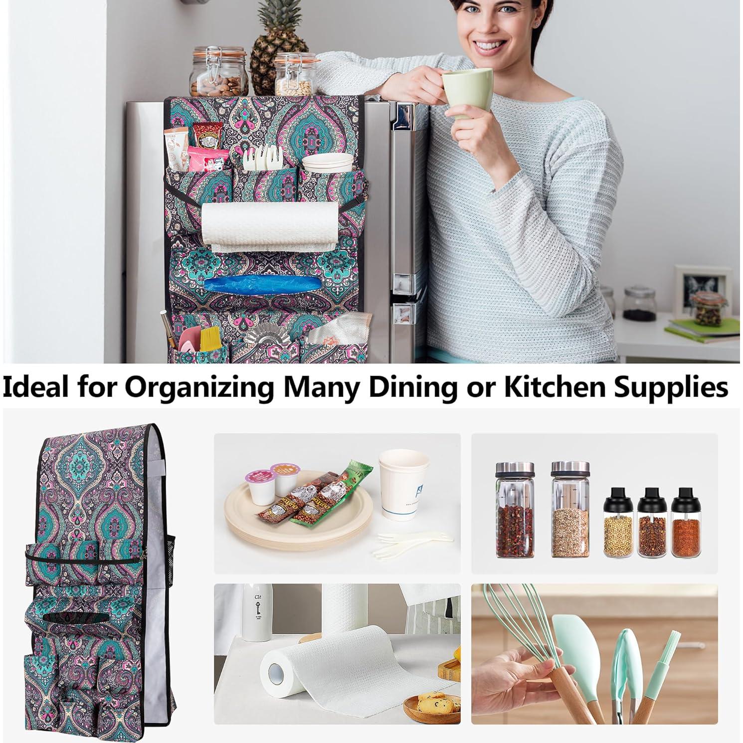 Organizador de Mini Nevera Rexmica 14 Bolsillos Verde Bohemia