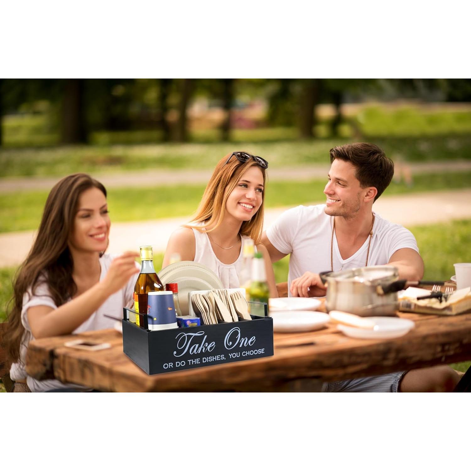 Organizador de Utensilios de Madera Rehuei para Platos de Papel