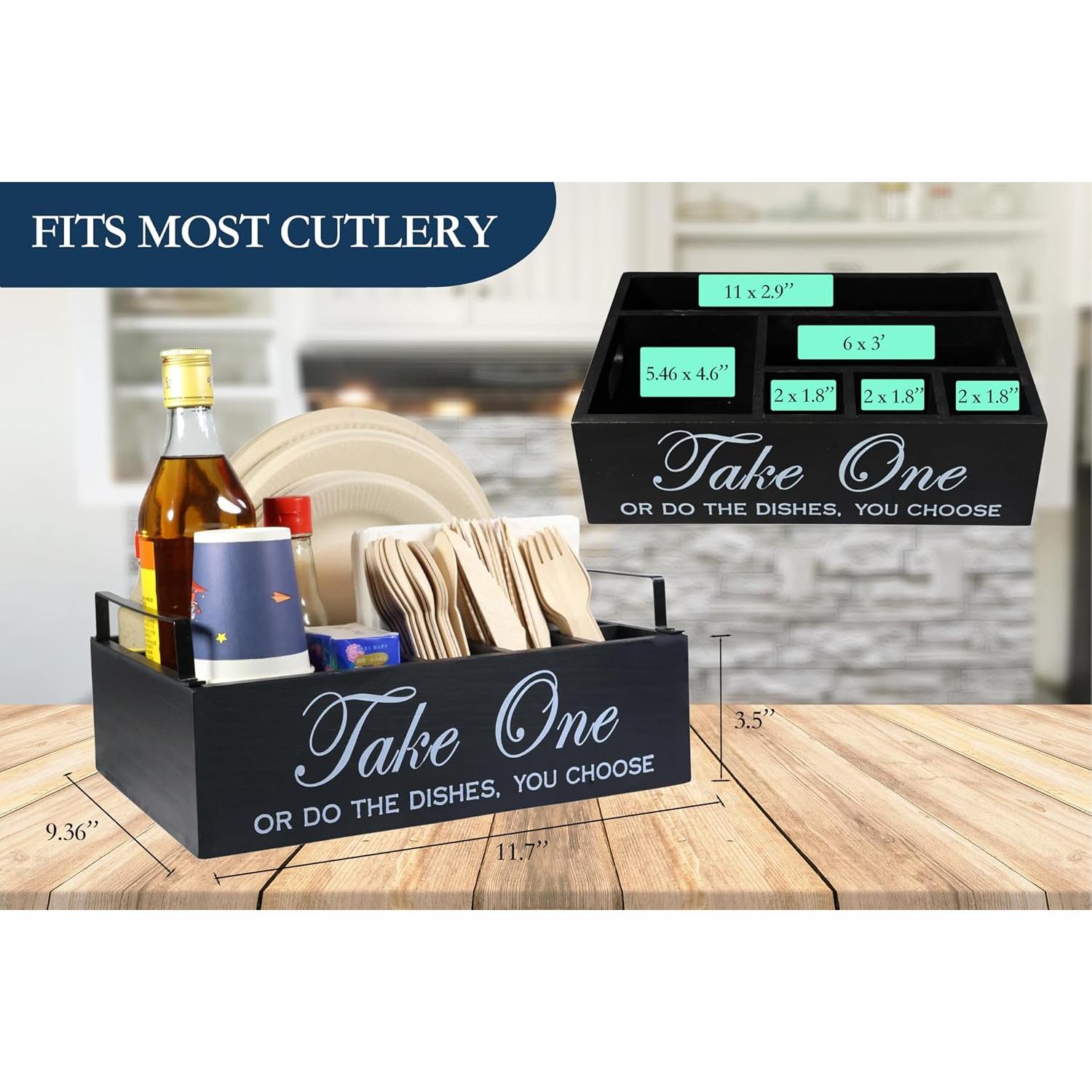 Organizador de Utensilios de Madera Rehuei para Platos de Papel