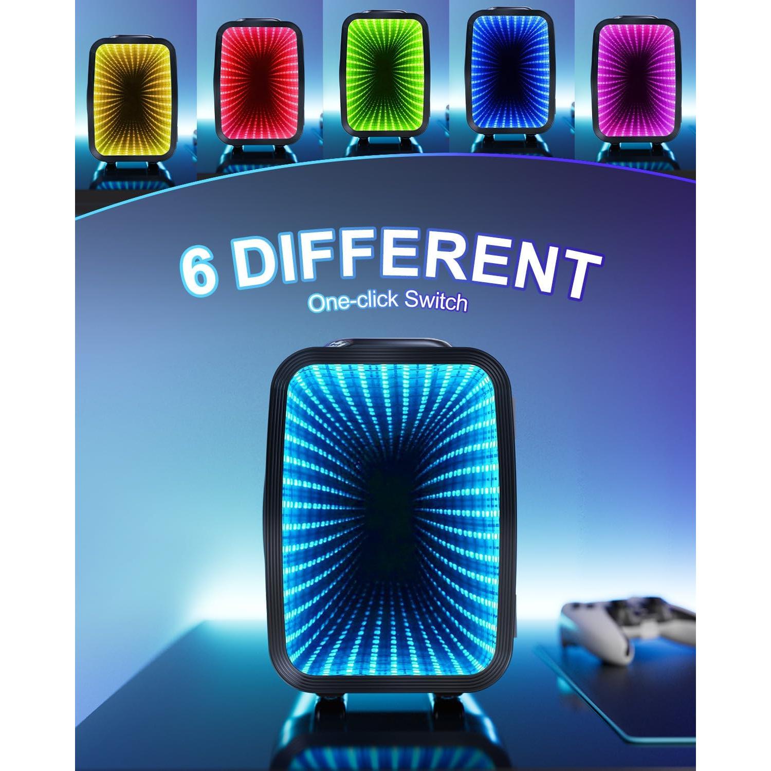 MF01C Mini Fridge, 7 Light Modes With Running Light Mode, 4 Liter/6 Cans, Quiet Cooling & Retention Function, AC/DC Power, Gaming Mini Fridge for Bedrooms, Office and Car