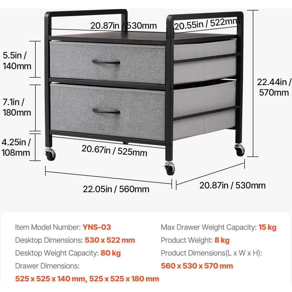 Soporte para Mini Nevera VEVOR con Cajones y Ruedas 80 kg