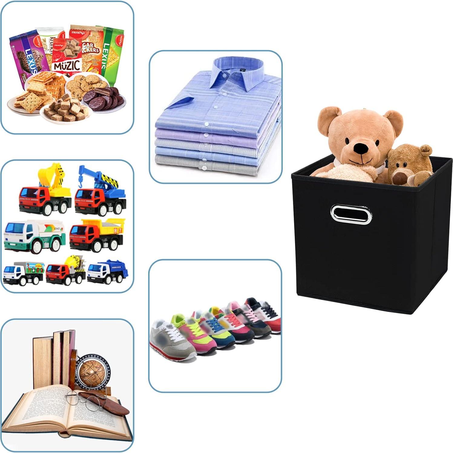 Cajas de Almacenamiento Plegables Yunkeeper 33x33 cm Set de 3 Negro