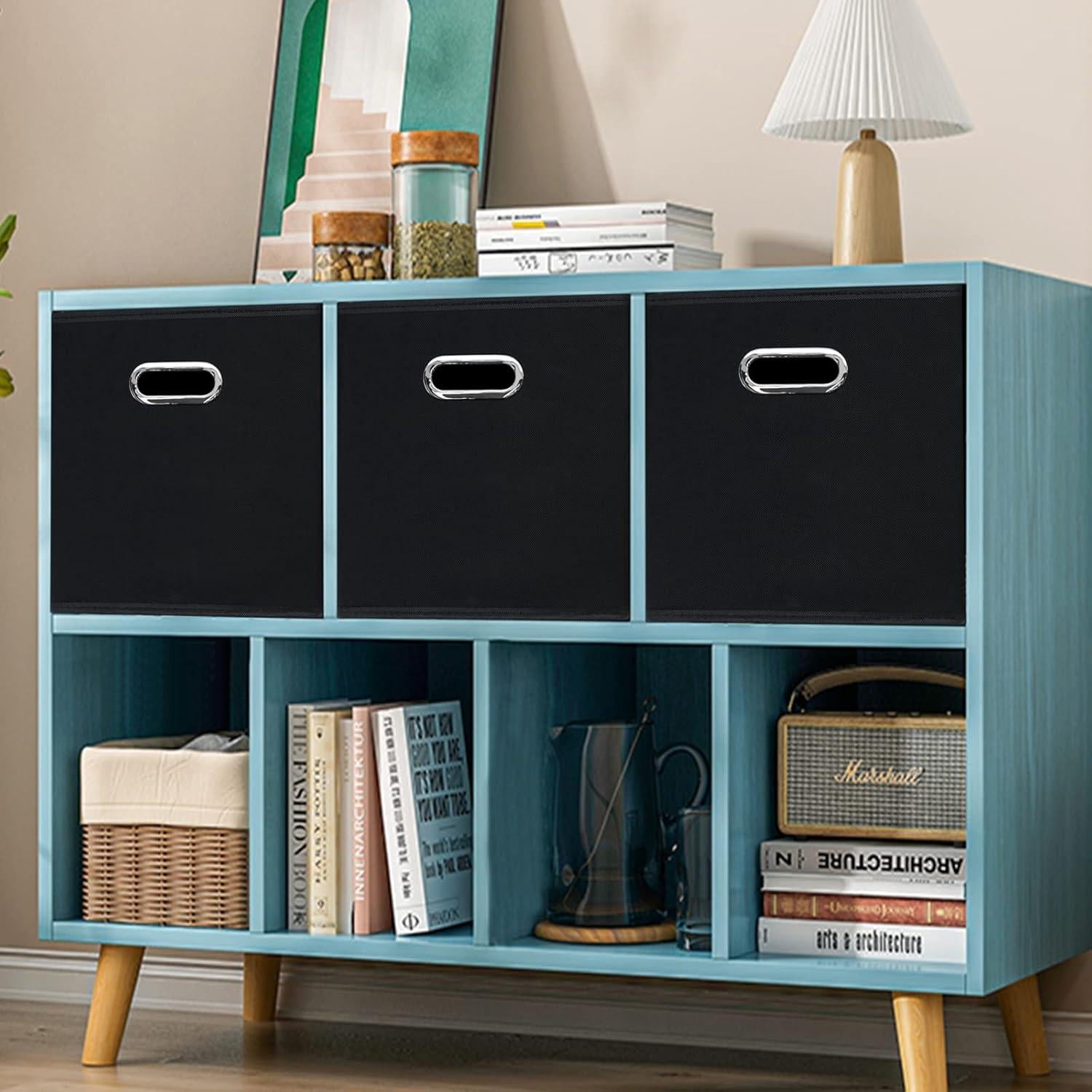 Cajas de Almacenamiento Plegables Yunkeeper 33x33 cm Set de 3 Negro