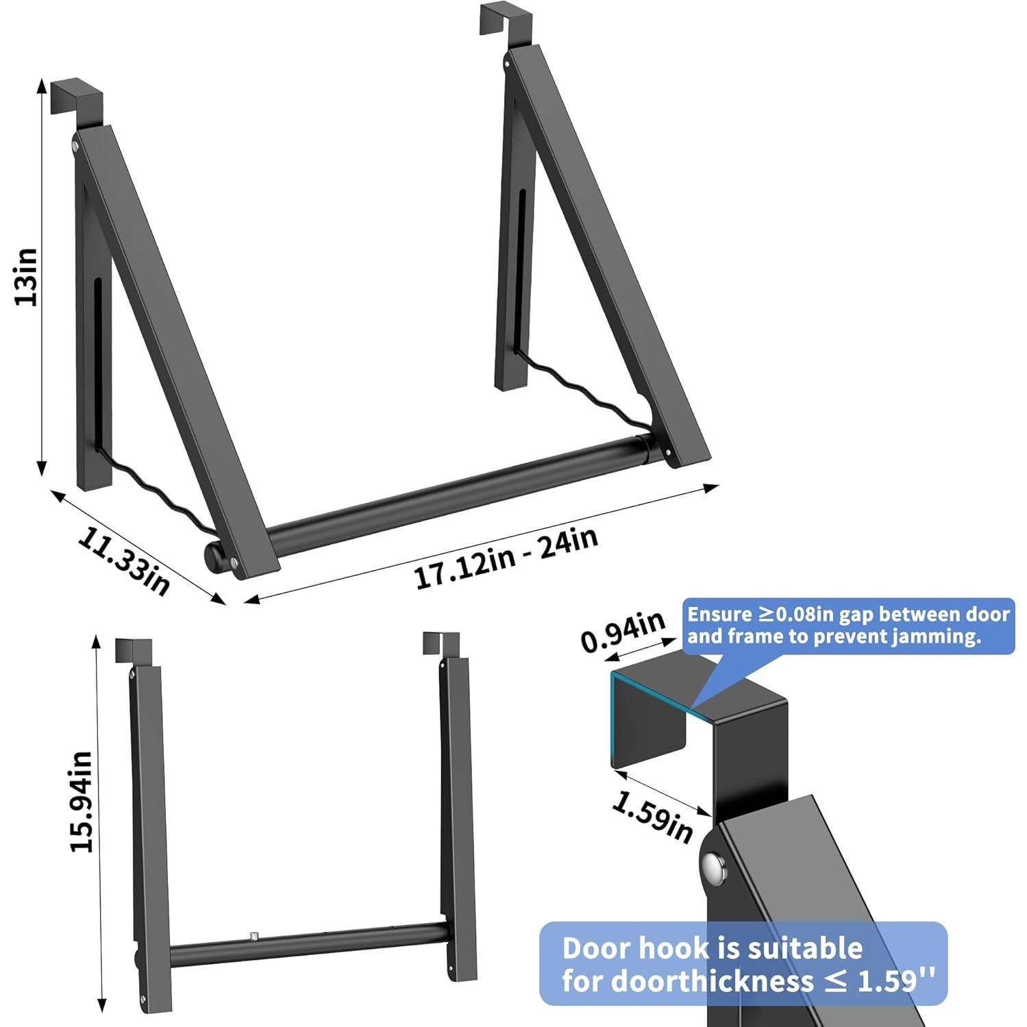 Estante de Secado Plegable Hleelomi para Puerta, 2 Estantes, Negro