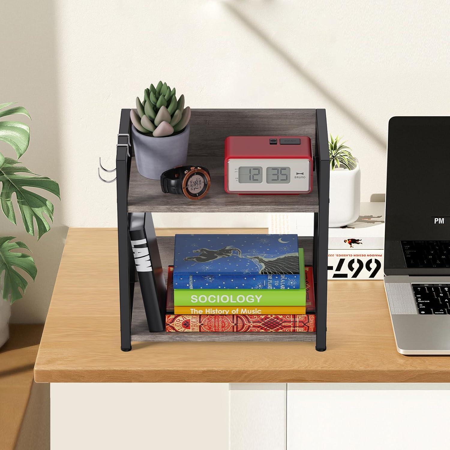 Organizador de Encimera RUILALIFE Grande 2 Niveles Madera Gris