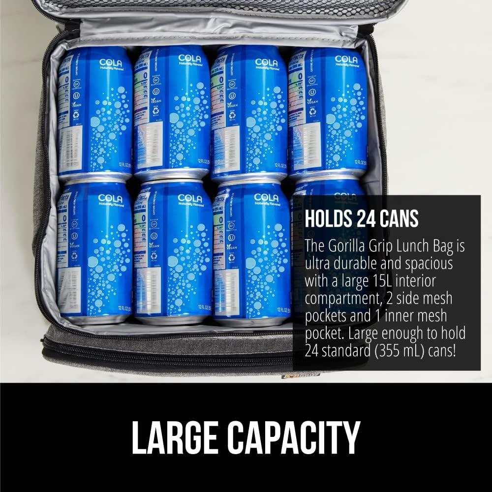 Bolsa de Almuerzo Aislada GORILLA GRIP 15L Gris Claro