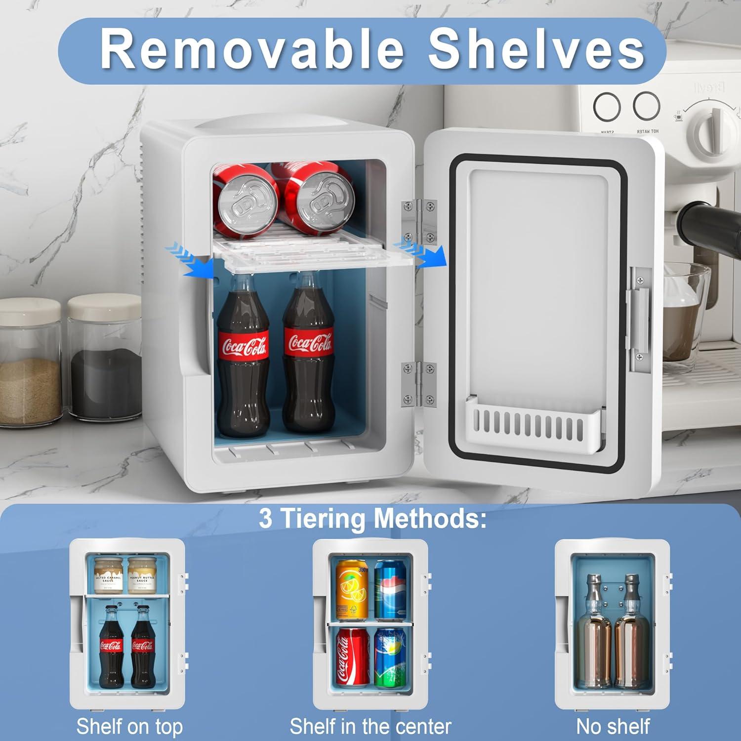 Mini Fridge 6L for Bedroom, Makeup Little Refrigerator with LED Light Portable Cosmetic Fridge for Dorm and Office, Desk Personal Cooler for Beauty Skincare Product and Food, White