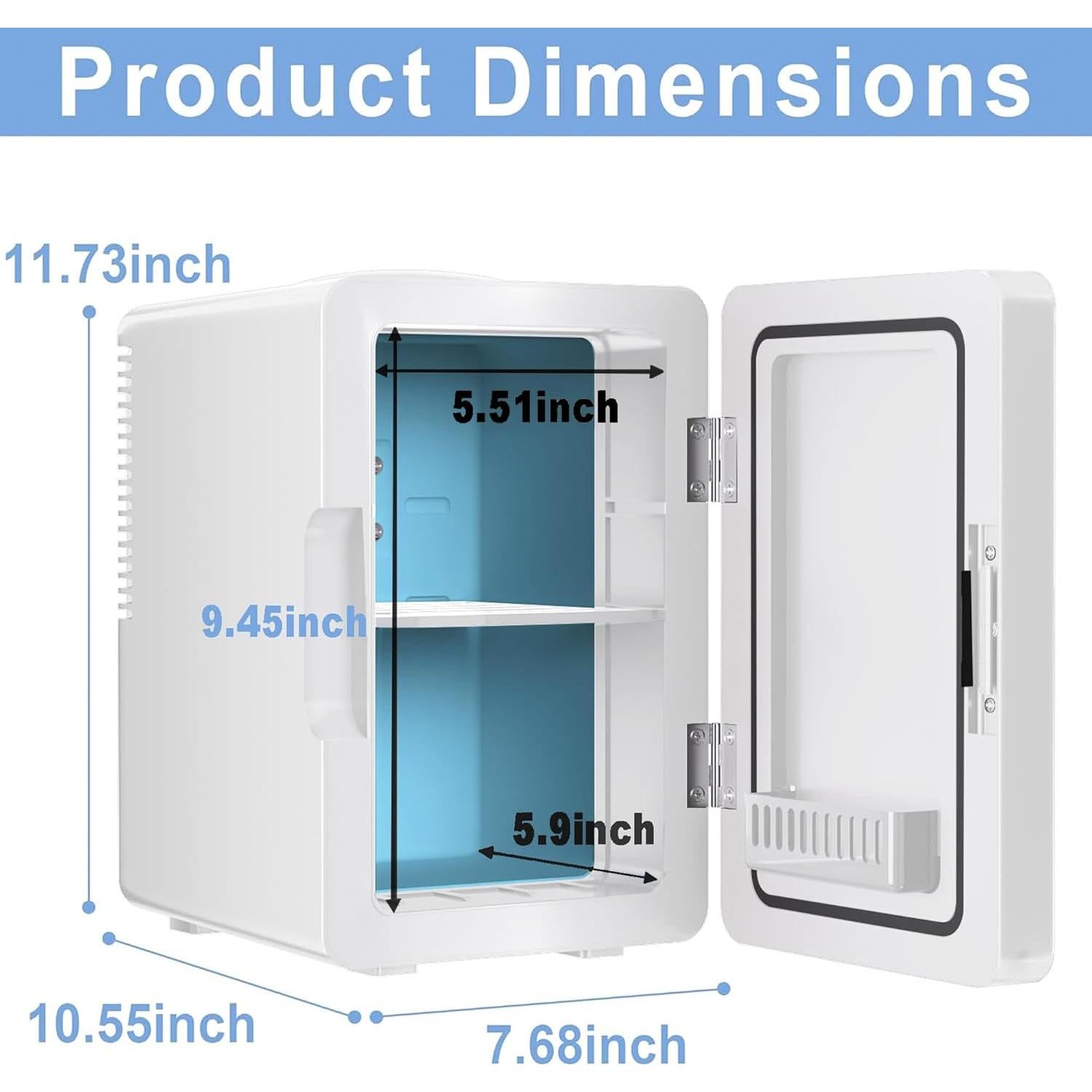 Mini Fridge 6L for Bedroom, Makeup Little Refrigerator with LED Light Portable Cosmetic Fridge for Dorm and Office, Desk Personal Cooler for Beauty Skincare Product and Food, White