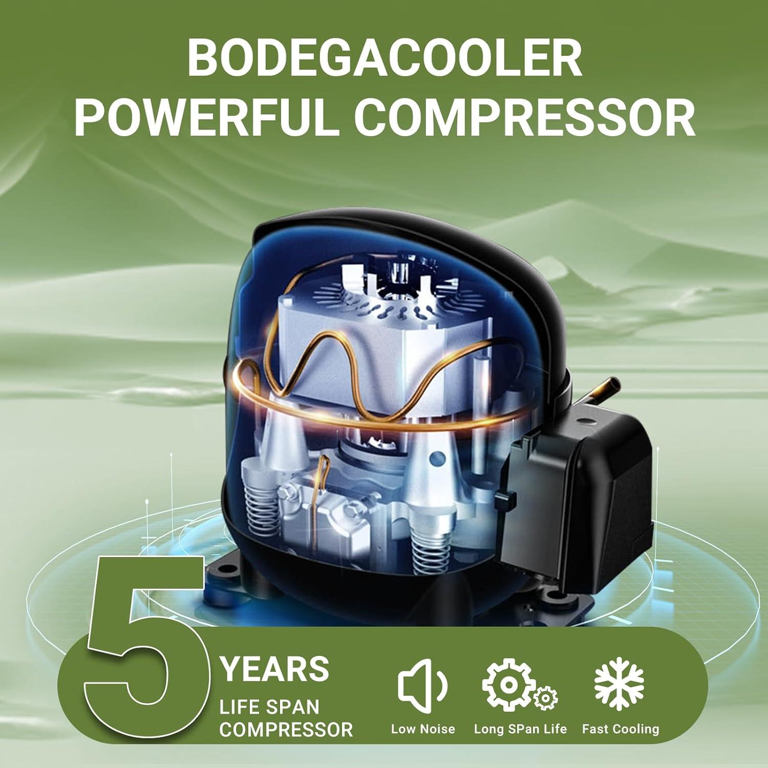 BODEGACOOLER 12 Volt Car Refrigerator, Portable Car Freezer 10 Quart, Car Fridge -4℉-68℉, Electric Cooler 12/24V DC100-240 Volt AC for Outdoor, RV, Camping, Travel, Vehicles, Home Use