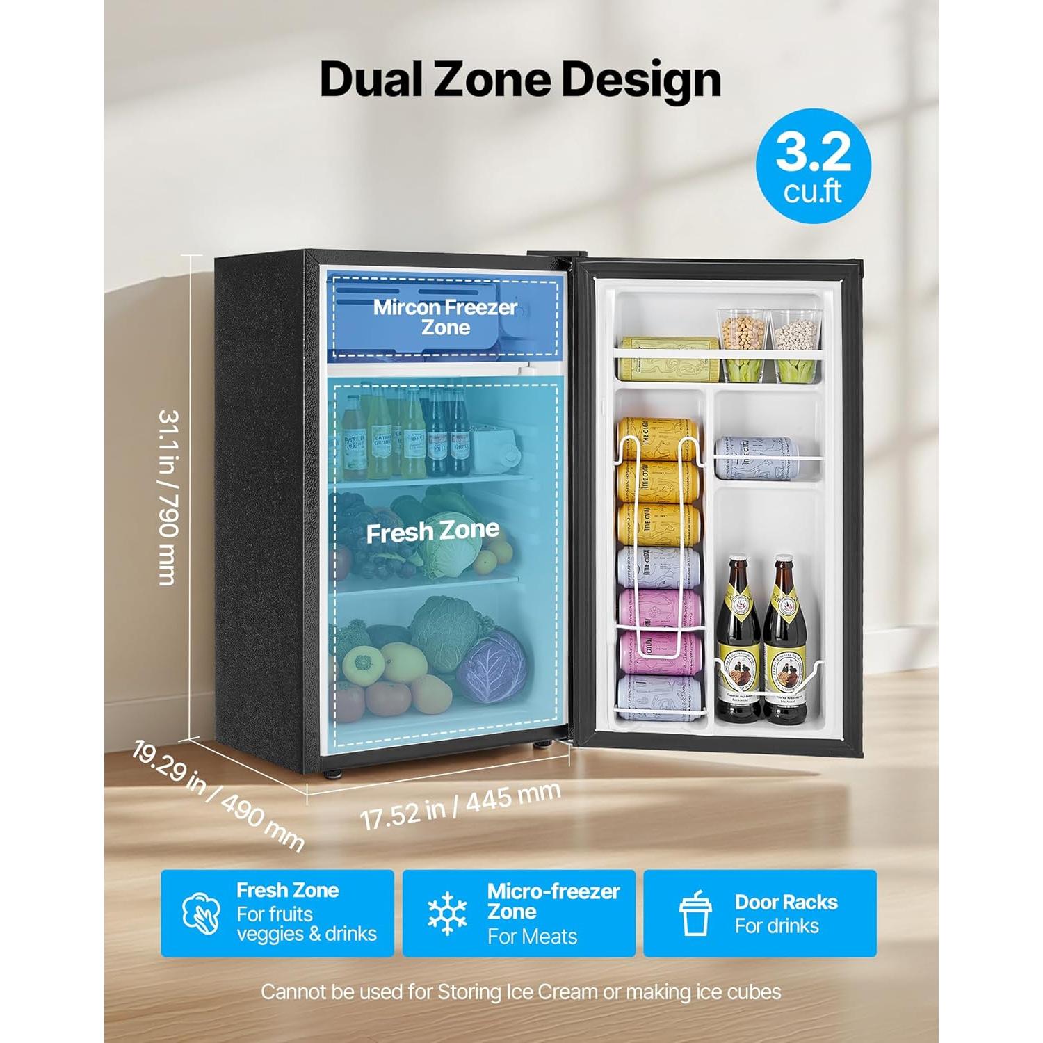 Mini Nevera Compacta VEVOR 90L con Congelador y Control de Temperatura