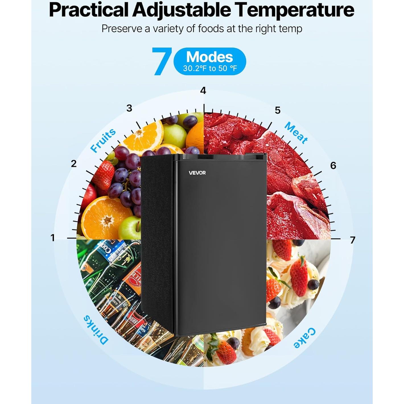Mini Nevera Compacta VEVOR 90L con Congelador y Control de Temperatura