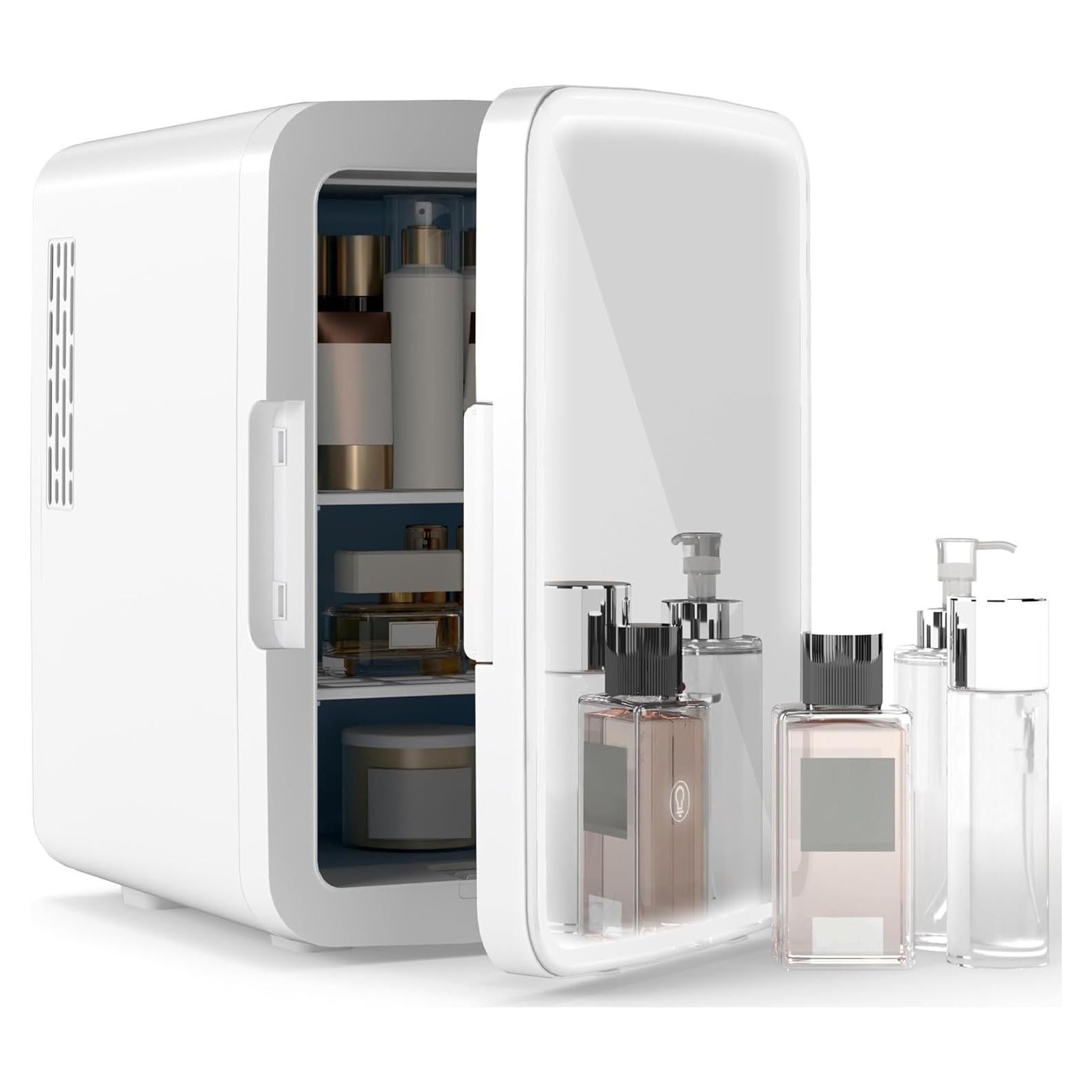 Mini Nevera HOMCOM 10L con Espejo LED para Cuidado de Piel