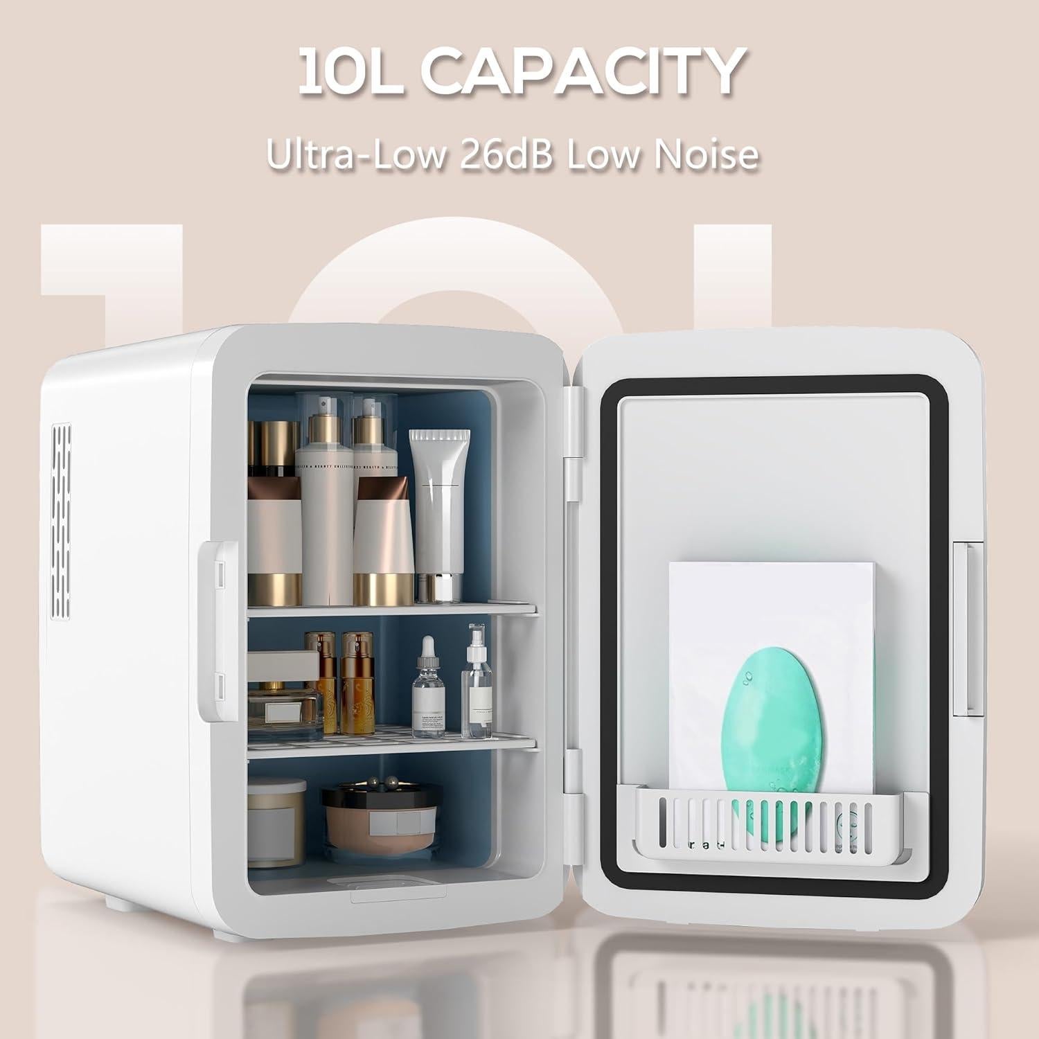 Mini Nevera HOMCOM 10L con Espejo LED para Cuidado de Piel
