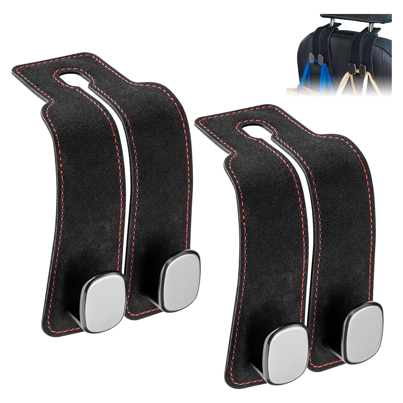 Ganchos de reposacabezas SLLAK para coche 2 en 1, cuero premium