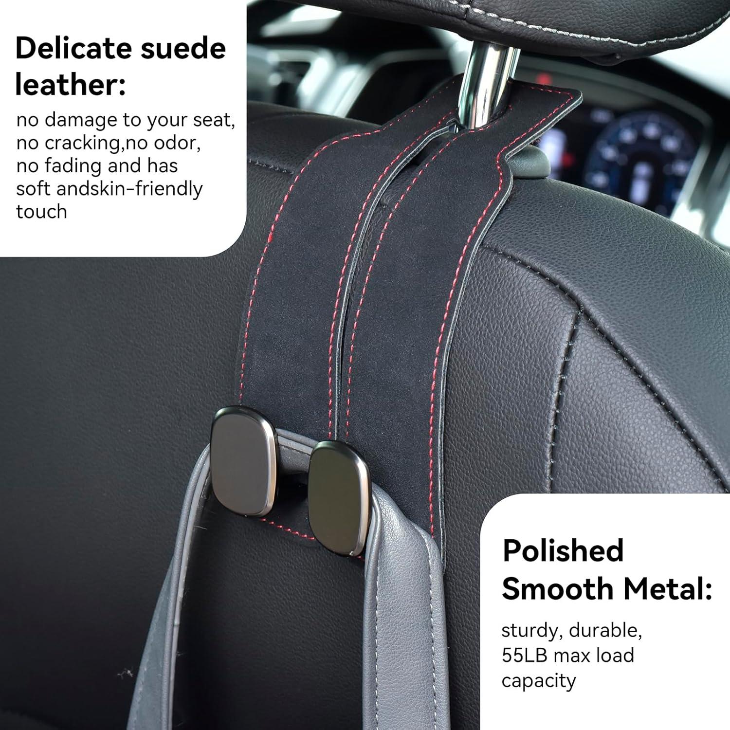 Ganchos de reposacabezas SLLAK para coche 2 en 1, cuero premium