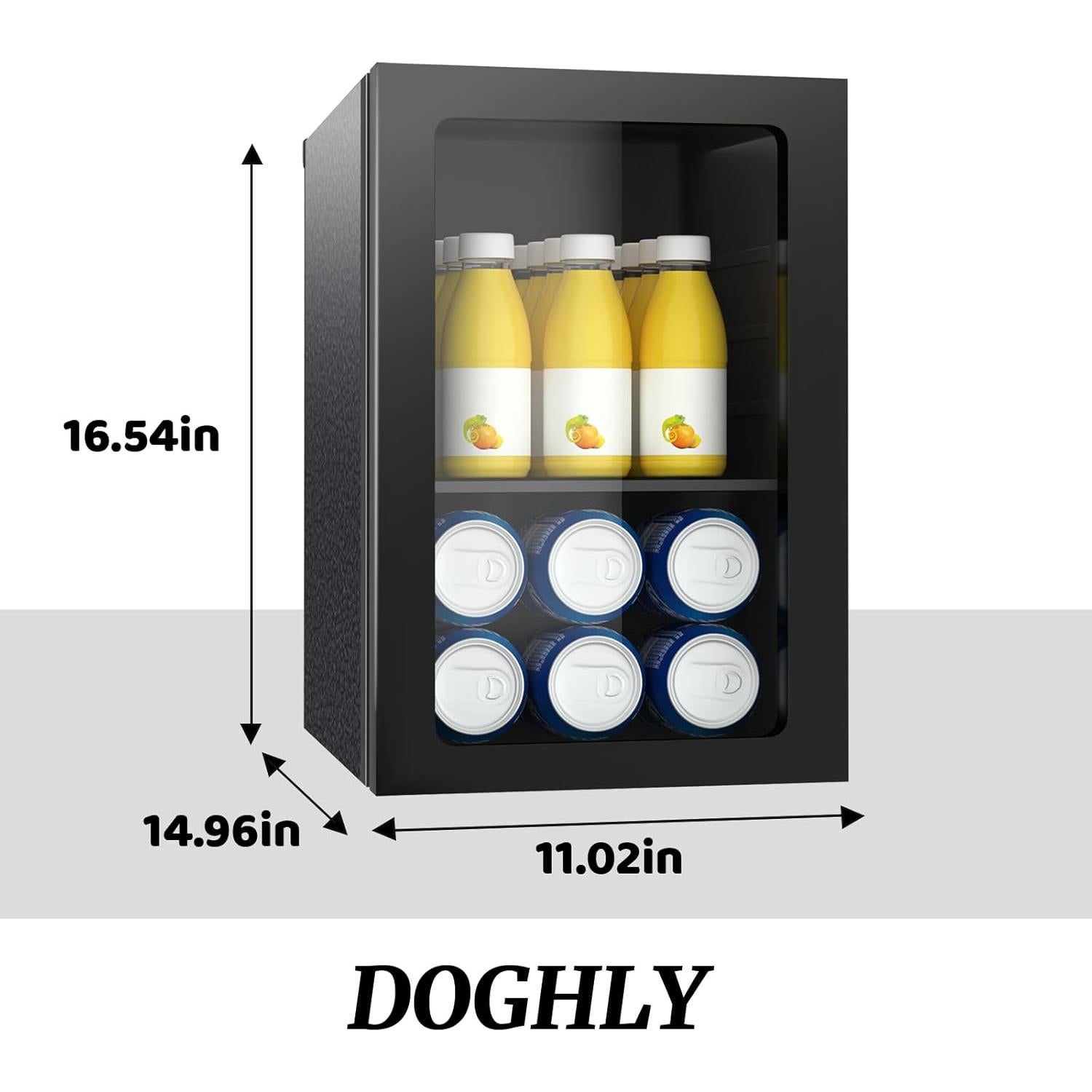 Beverage Refrigerator Cooler, 0.9 Cu.ft Mini Fridge Holds 24 Cans, Solid Door, Manual Temperature Control (at the Back), Quiet Compact Drink Fridge for Soda, Beer, Wine, Office, Dorm, Bar