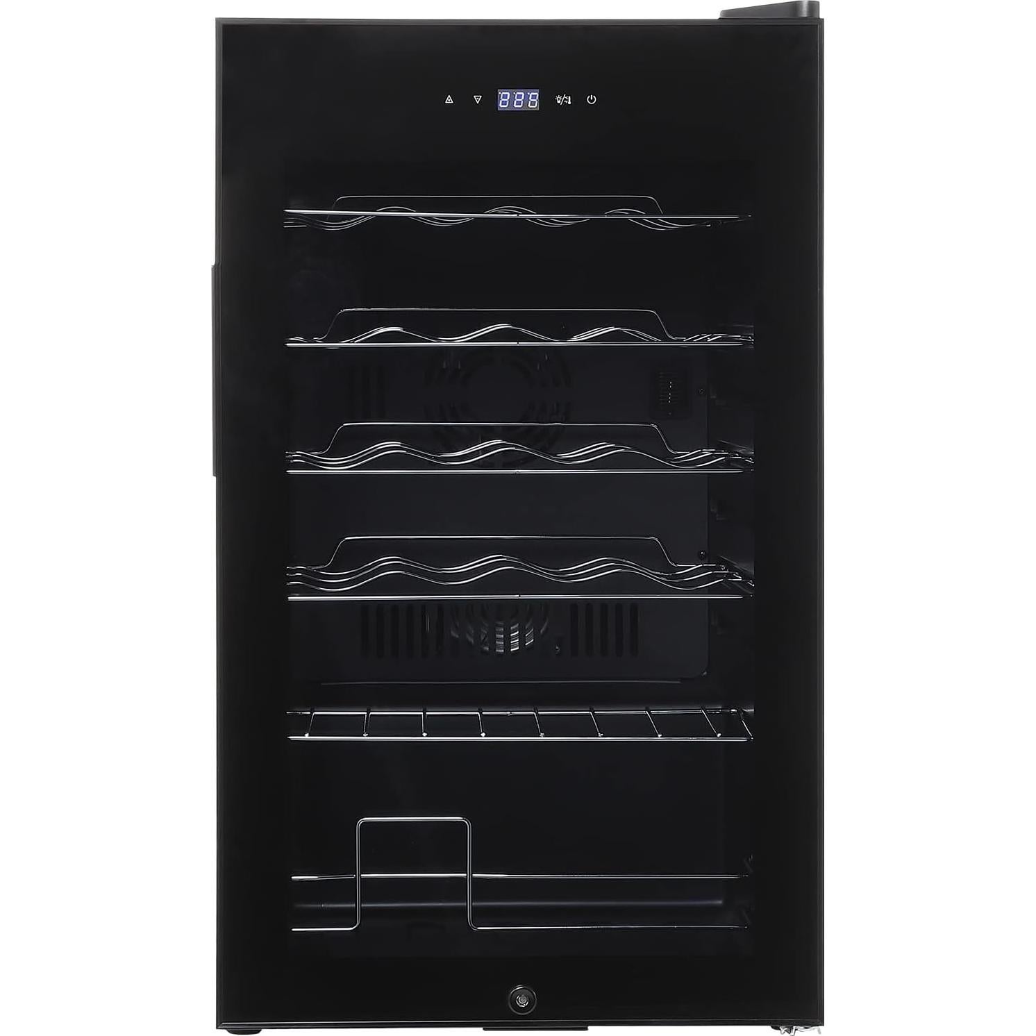 Mini Fridge With Glass Door, 24 Bottles Wine Cooler Refrigerator With Adjustable Shelves & Digital Temperature Display, 40°F to 65°F Temperature Control Fridge for Office, Bedroom, Bar, Black