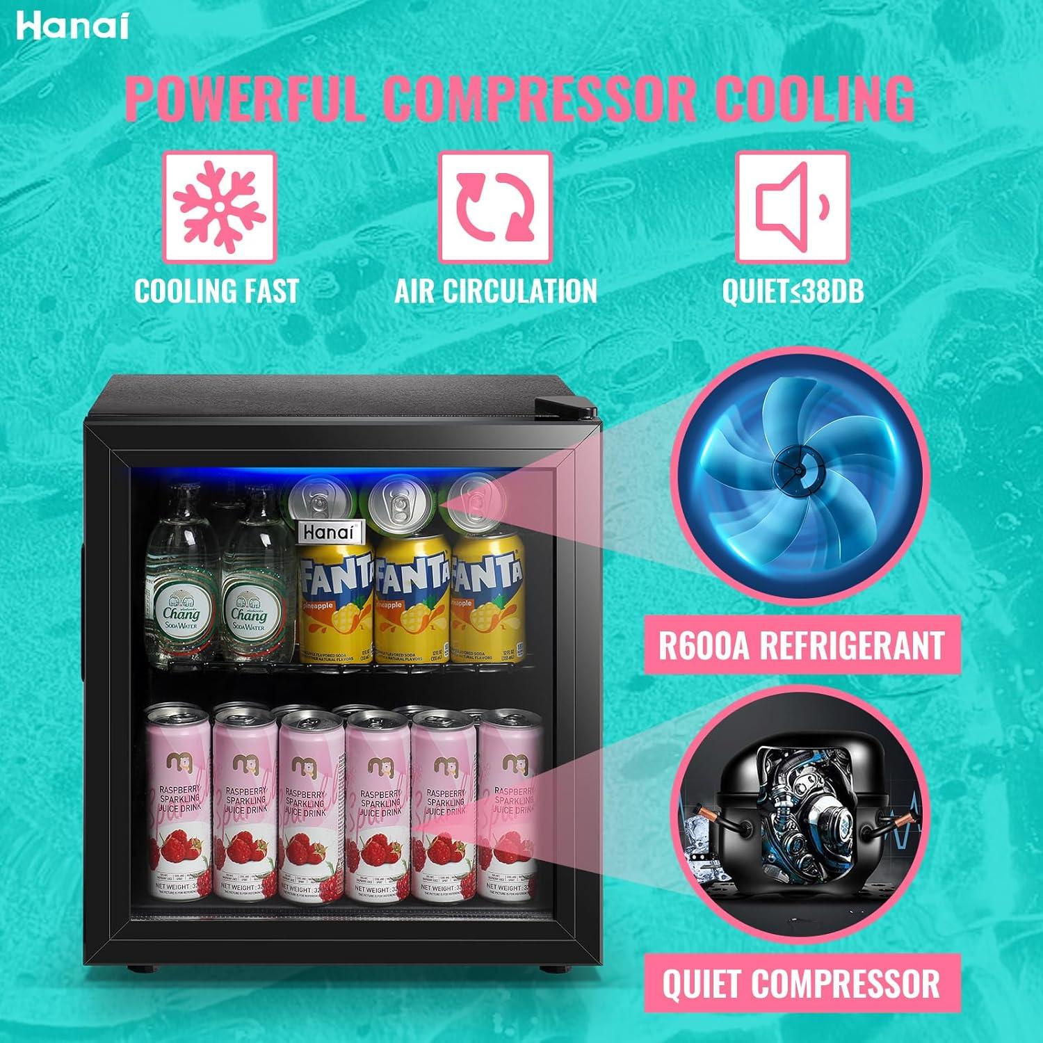 Refrigerador Mini WANAI 1.7 Pies³ 48.1L Negro con Luz LED